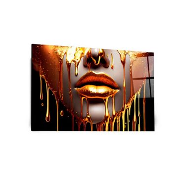 Art100 Leinwandbild Golden Lips Pop Art Leinwandbild Kunst