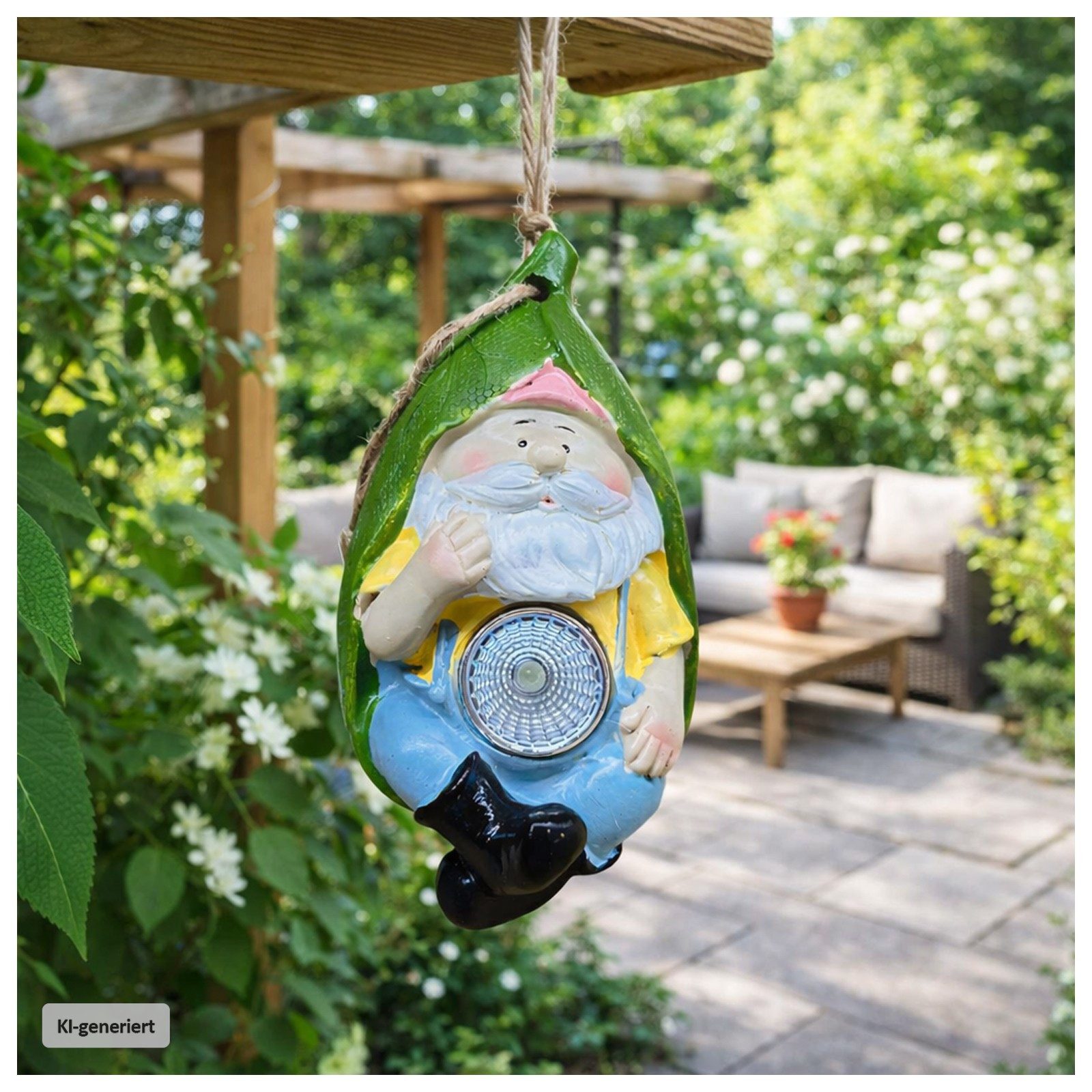 HTI-Living Gartenfigur Solar-Gartenfigur zum Hängen Zwerg, (Stück, 1 St., 1 Solar-Gartenfigur)