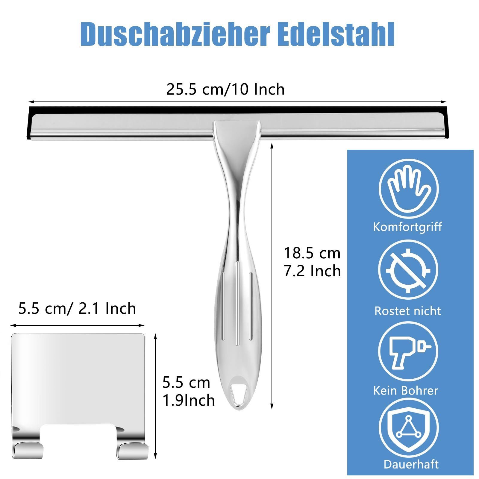 Forrlite Duschabzieher Duschabzieher, 10 Zoll Abzieher Dusche Edelstahl Fen günstig online kaufen