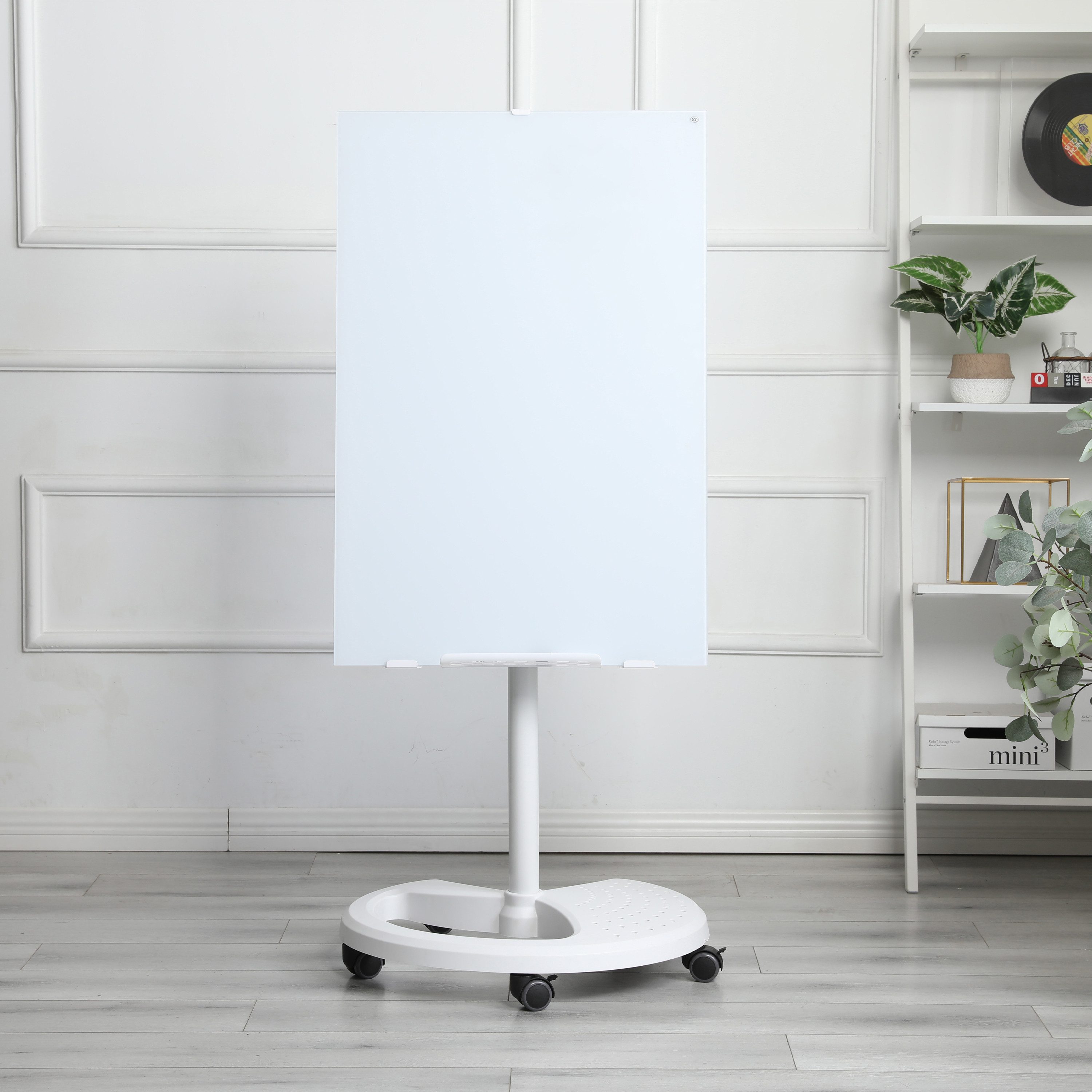 ibettertec Memoboard Magnetisches Mobile Whiteboard aus Glas höhenverstellbar mit Zubehör