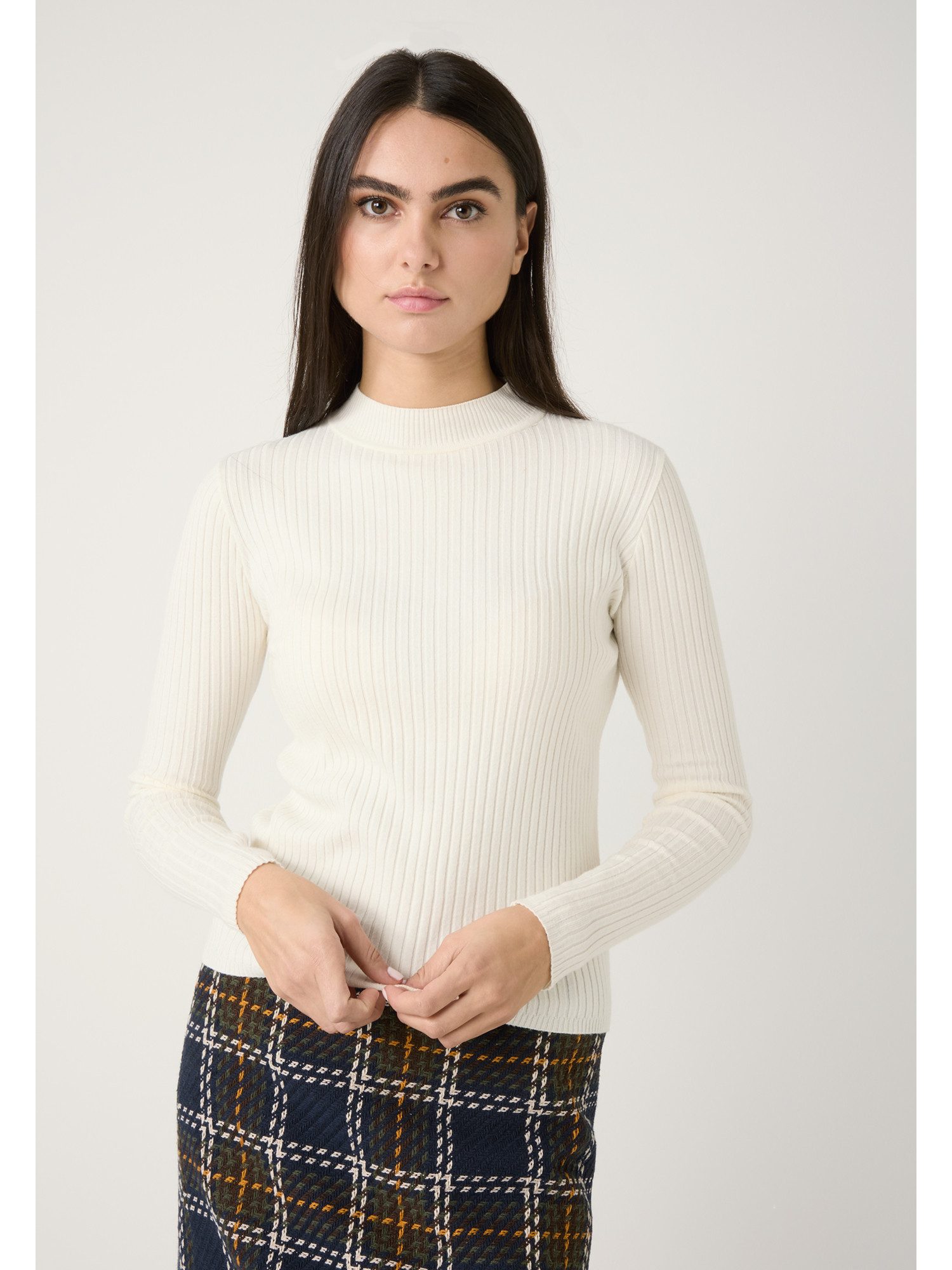 Rundhalspullover schmaler, softer Basic-Pullover
