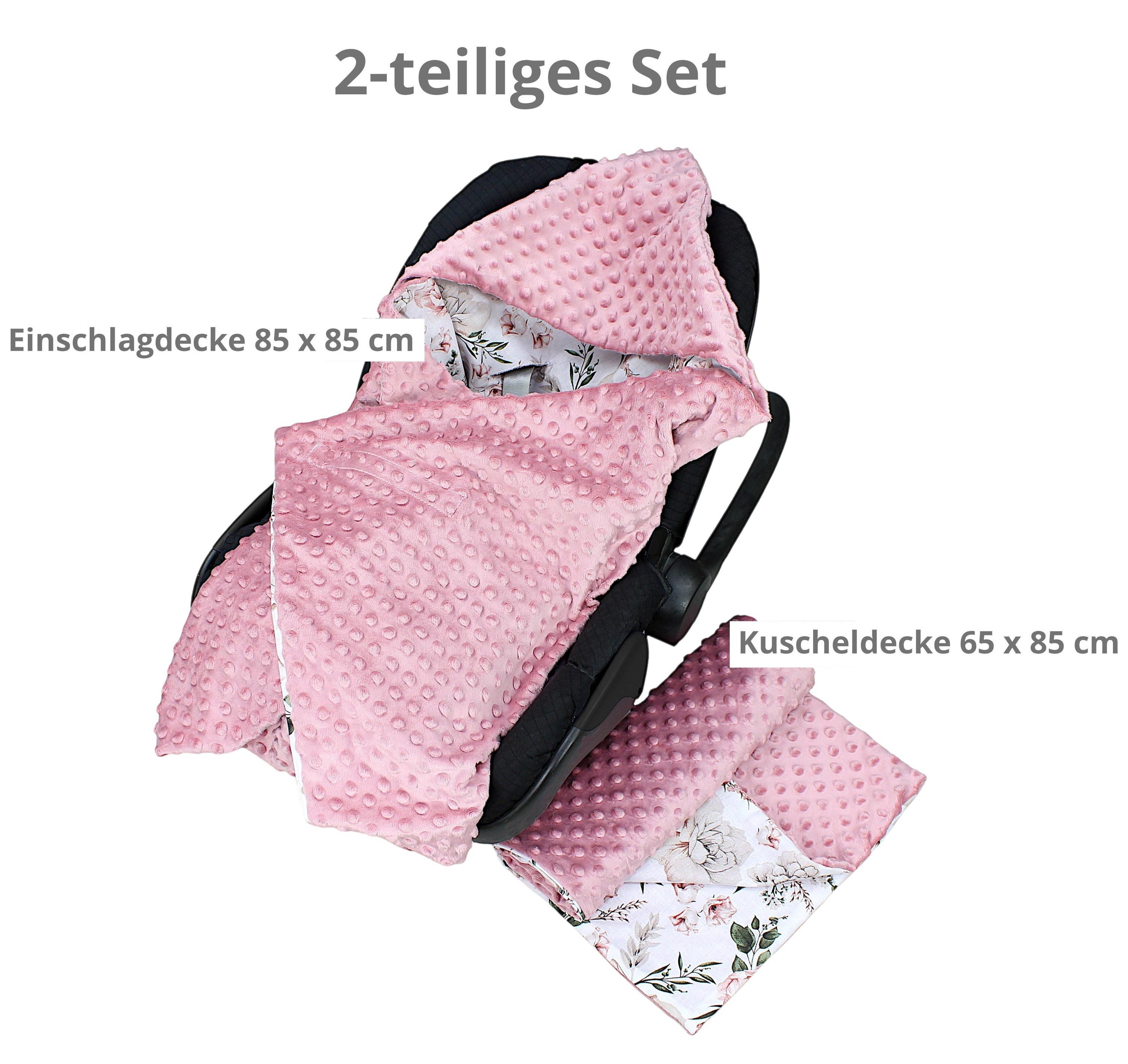 Einschlagdecke 2er SET Baby Einschlagdecke 85x85 für Autositz Babyschale Decke Minky, TupTam