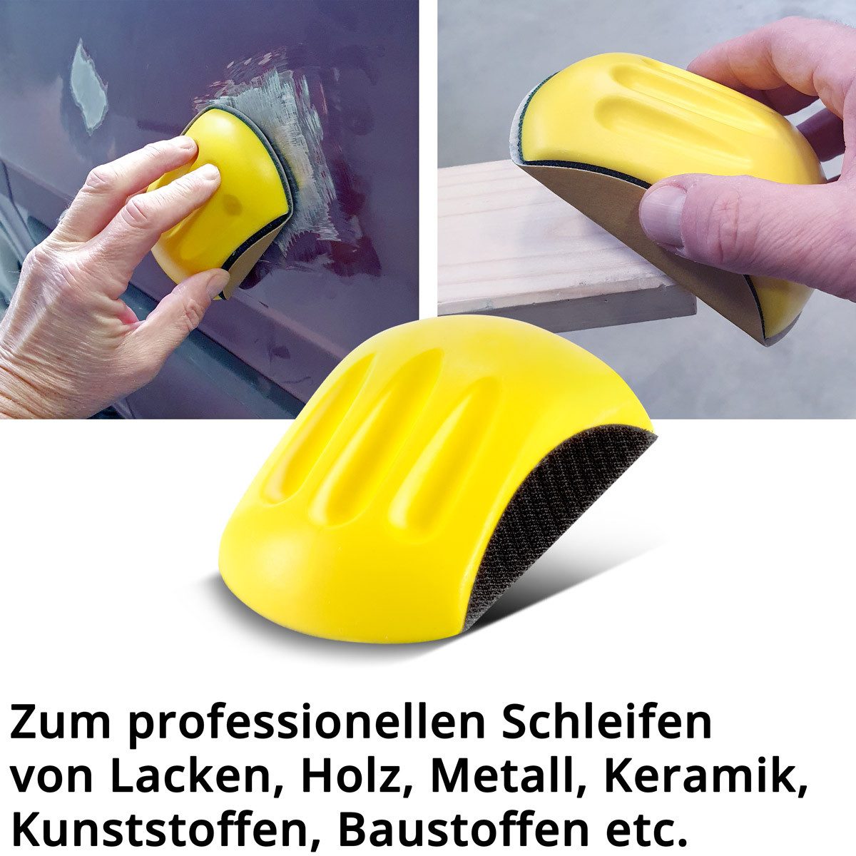 STAHLWERK Schleifdreieck Handschleifblock 2er Set aus PU-Schaumstoff mit Klett-Schleifmittel, (Packung, 2 St., Set)