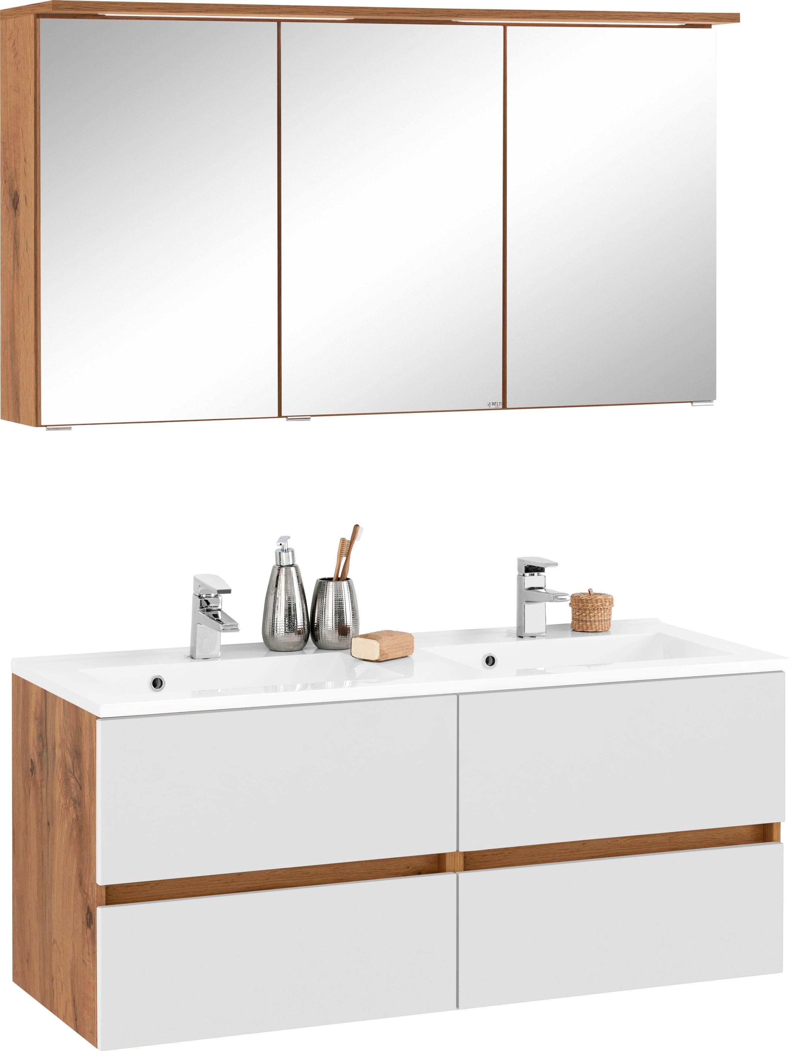 welltime Badmöbel-Set Lucca, (2-St), Doppelwaschtisch, Breite 120 cm günstig online kaufen