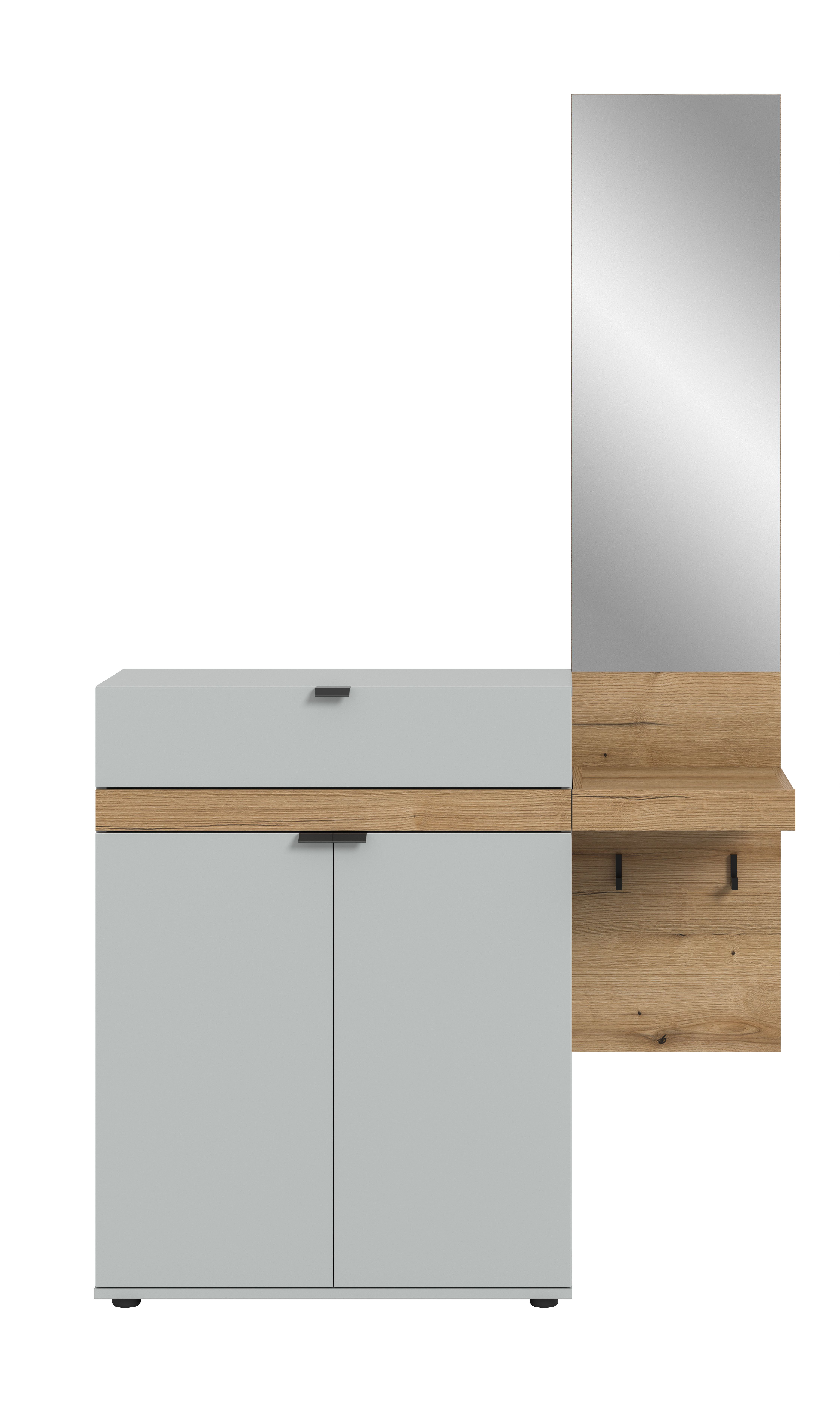 furnling Garderoben-Set Naroa, (2-St., Garderobenpaneel, Schuhkommode), Schuhschrank, Garderobenmöbel, Soft-Close-Funktion, Breite 110 cm
