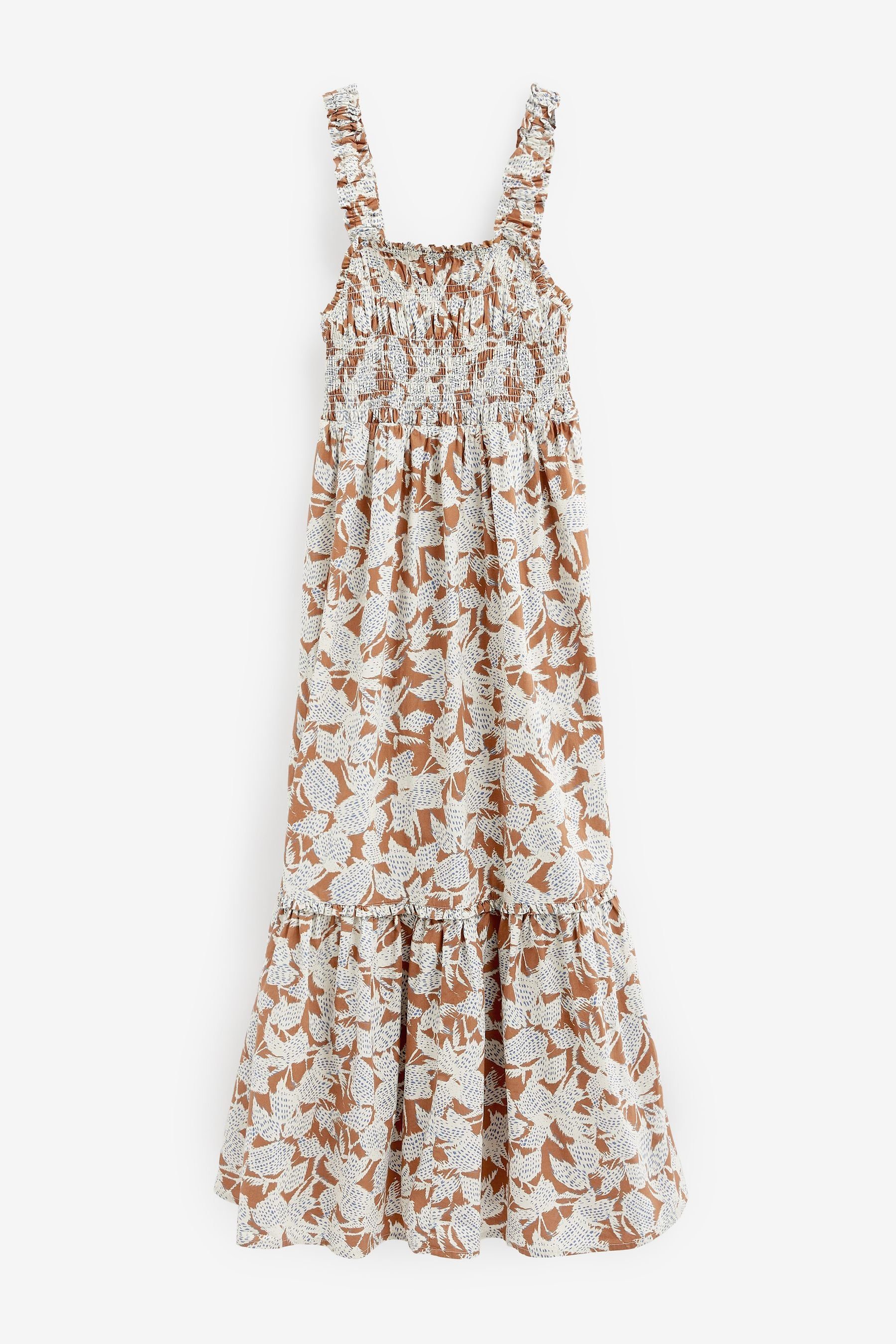 Next Maxikleid Gesmoktes Maxikleid aus Baumwolle, günstig online kaufen