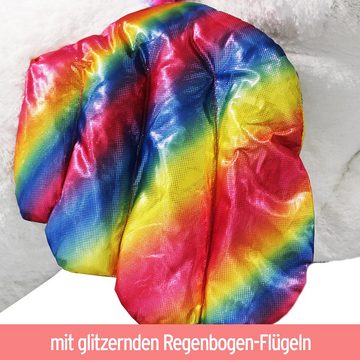 BEMIRO Tierkuscheltier Einhorn Kuscheltier XXL Regenbogen mit Flügeln - ca. 155 cm