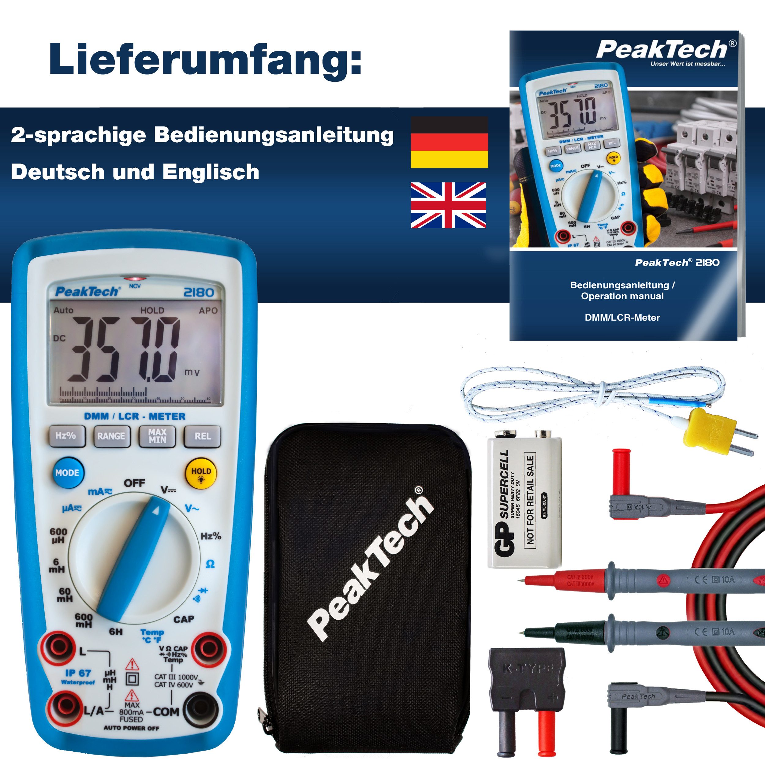 PeakTech Multimeter PeakTech P 2180: LCR-Meter ~ 6.000 Counts, (1 St)