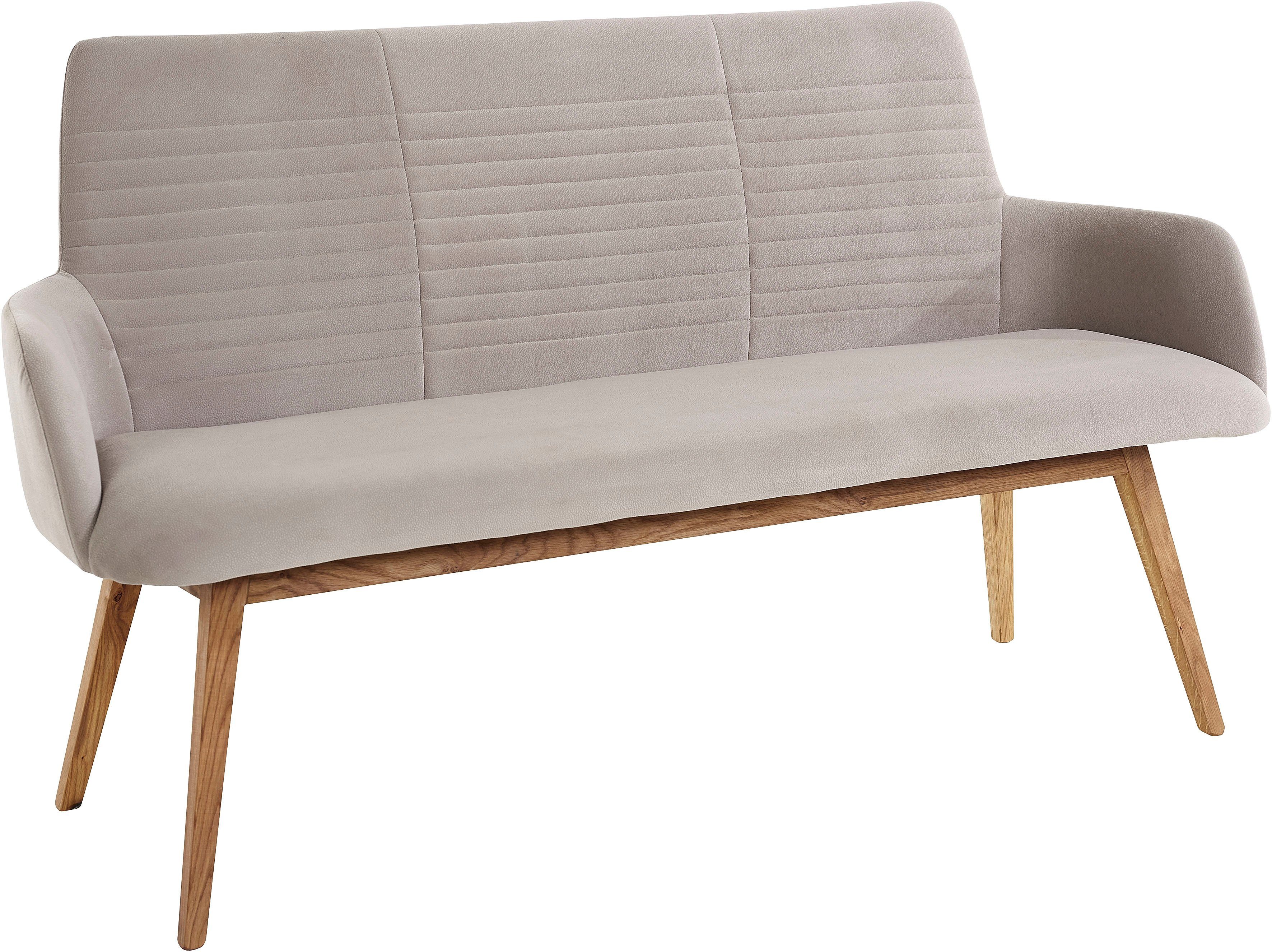 OTTO products Sitzbank Alessja (1-St), Breite 160 cm, Bezug aus Microfaser, Gestell aus Eiche Massivholz