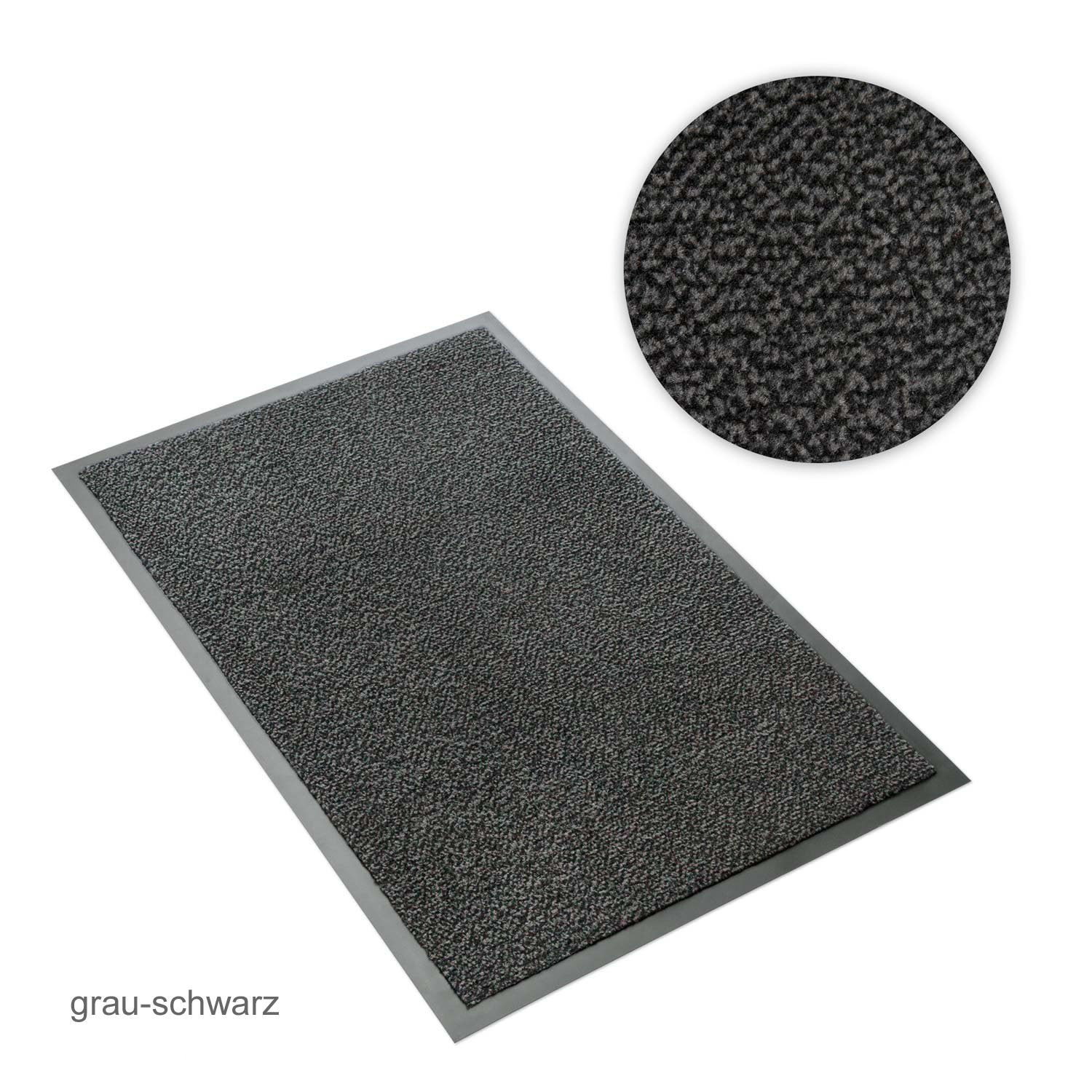 Fußmatte Sauberlaufmatte grau-schwarz meliert 60 x 90 cm, Metzker®, rechteckig, Höhe: 7 mm, 60x90cm - grau-schwarz meliert