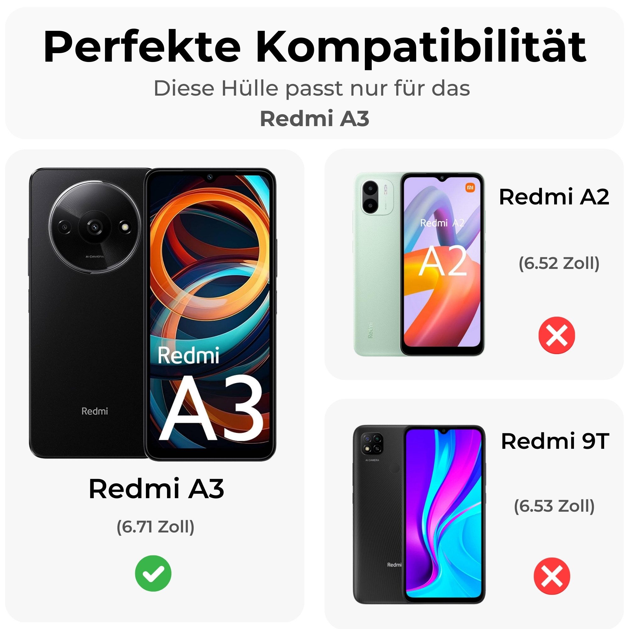 betterfon Handyhülle Carbon Hülle für Xiaomi Redmi A3 Backcover TPU Silikon Bumper Schwarz, Carbon-Look – stoßfestes Case mit Air-Cushion & Metall-Optik