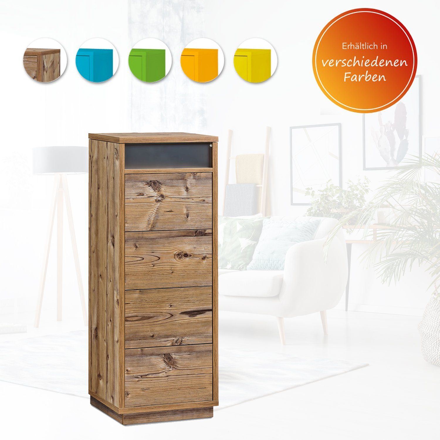 Ablagefach Natur Push-to-open-Funktion Eyecatcher, Aileenstore Natur | Fichte Kabeldurchlass Sideboard Fichte