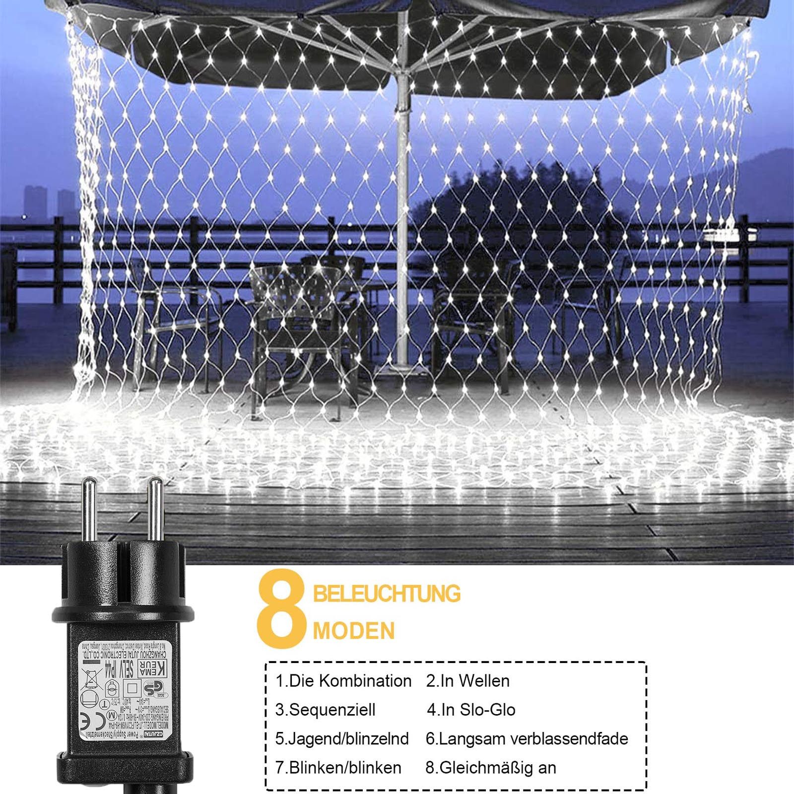 MUPOO LED-Lichternetz 96/144/200/660 LED Lichterketten Weihnachten Lichternetz – Bild 4 von 5