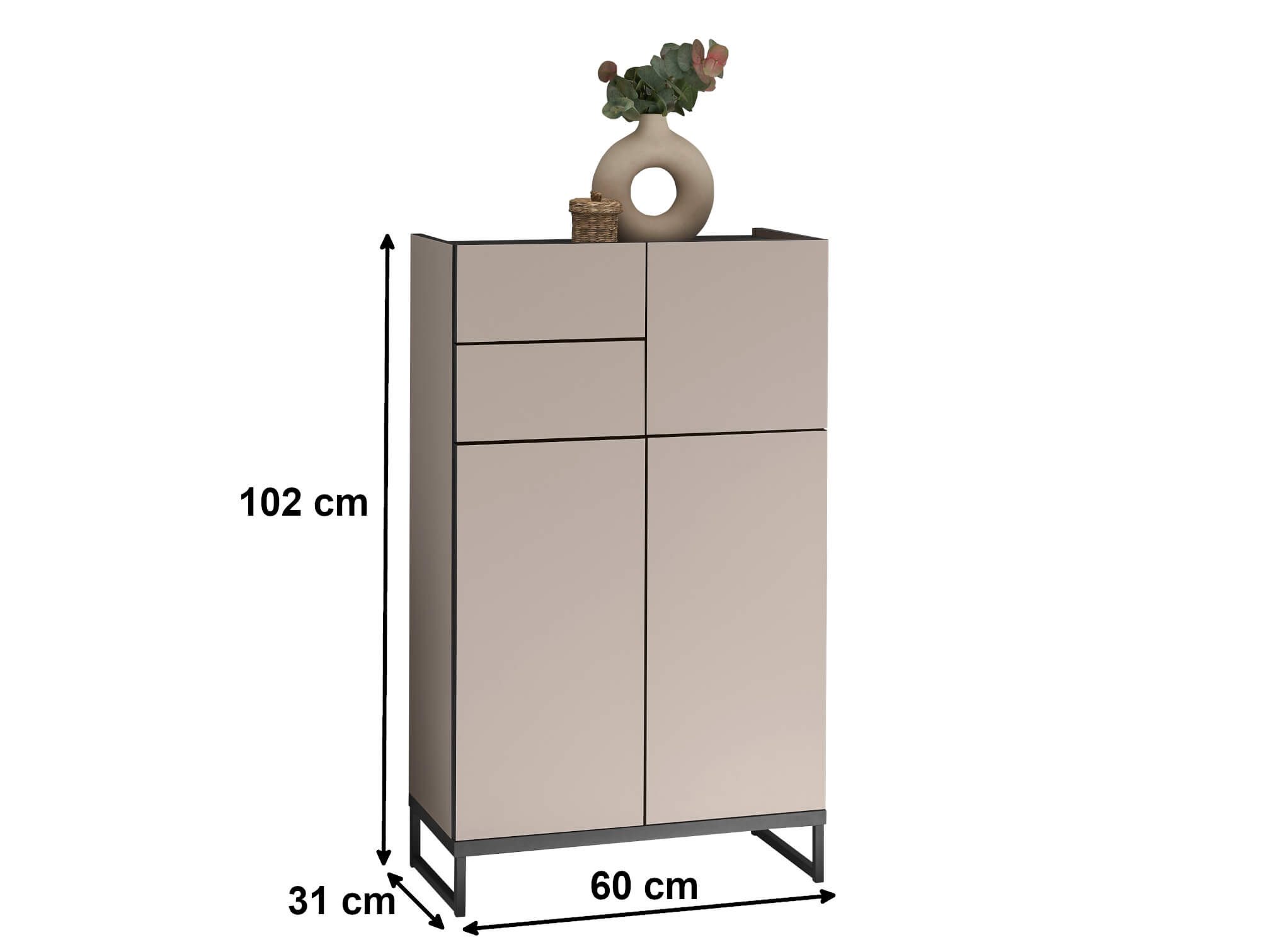 moebel-dich-auf Highboard VENEZIA (Badezimmer Midischrankin kaschmir 60 cm breit), push to open