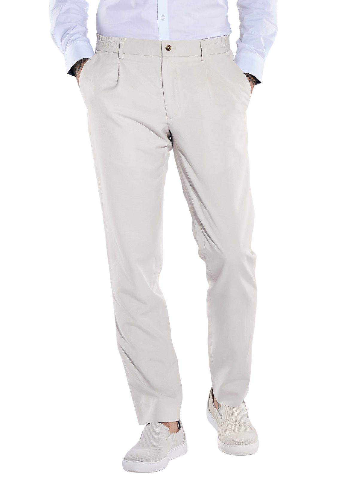 emilio adani Anzughose Herren Anzug-Hose aus Leinenmischqualität, Naturweiss