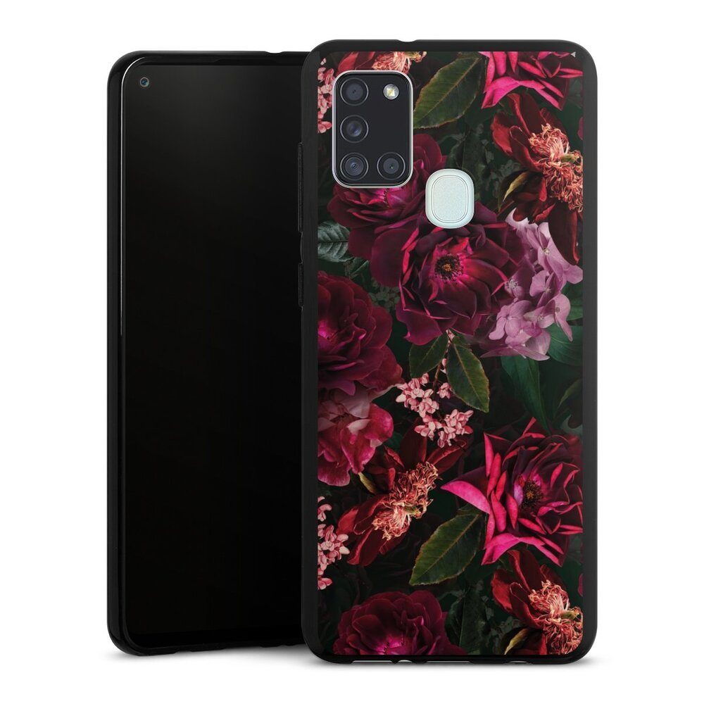 DeinDesign Handyhülle Rose Blumen Blume Dark Red and Pink Flowers, Samsung Galaxy A21s Silikon Hülle Bumper Case Handy Schutzhülle