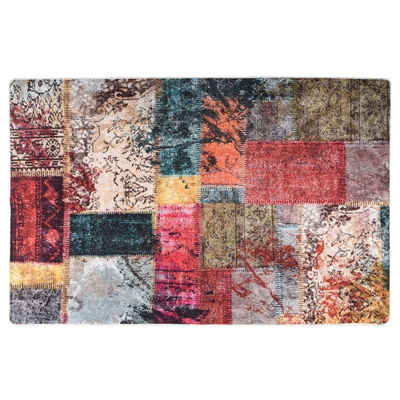 Teppich Teppich Waschbar Patchwork 80x150 cm Mehrfarbig Rutschfest, vidaXL, Rechteckig