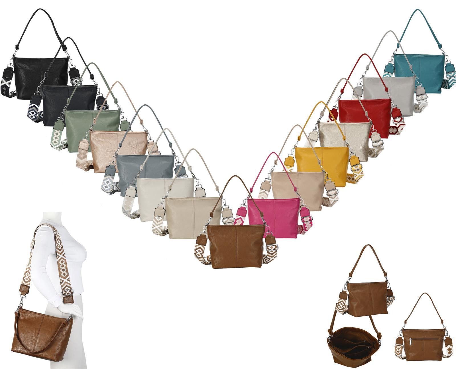 ITALYSHOP24 Schultertasche DAMEN TASCHE SHOPPER Hobo günstig online kaufen