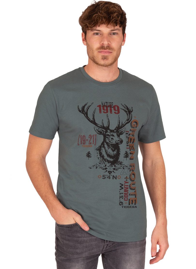 Trigema T-Shirt TRIGEMA T-Shirt in Öko-Qualität mit Hirsch-Motiv (1-tlg)