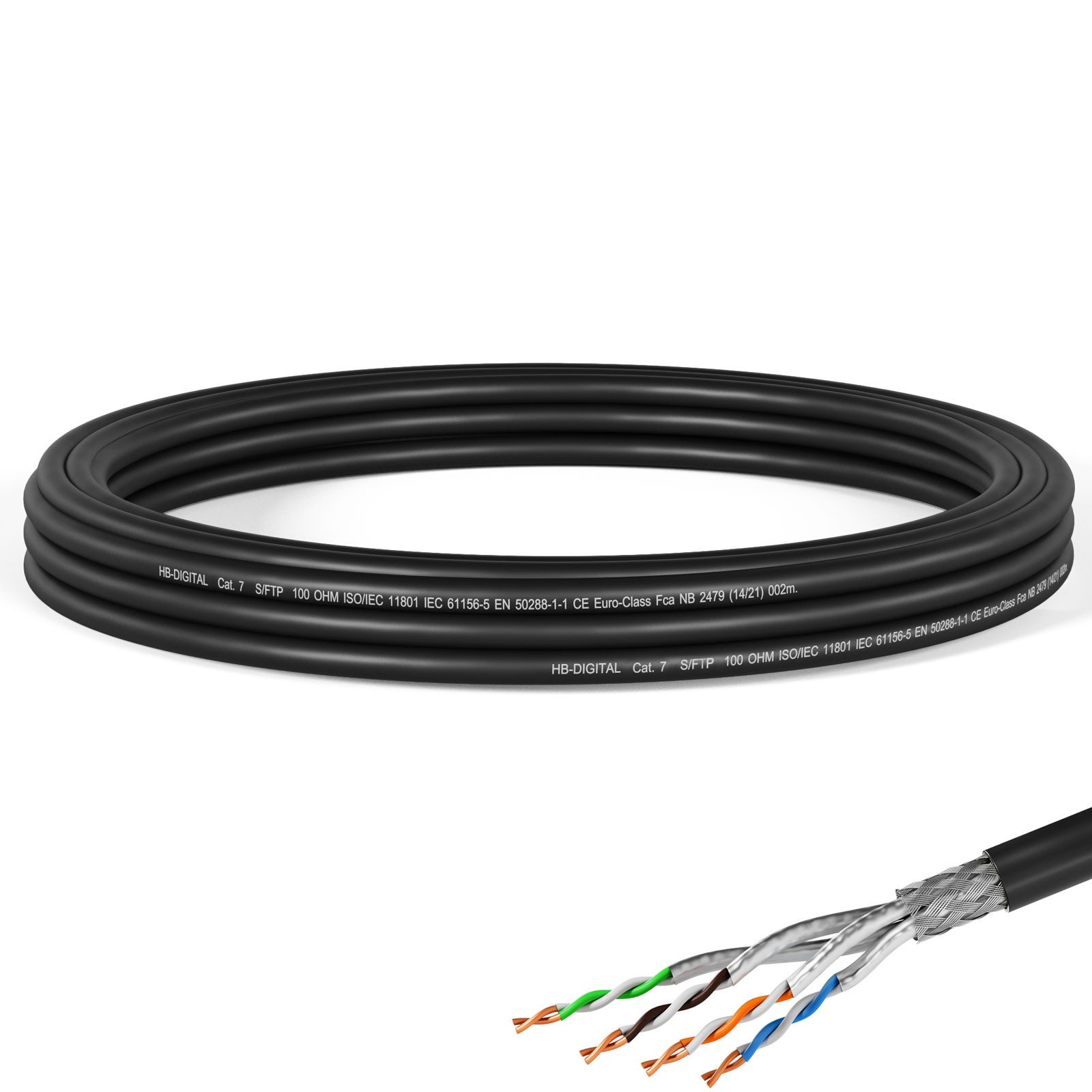 HB-DIGITAL Kabel CAT 7 Outdoor AWG23 Netzwerkkabel, Netzwerkstecker, (500 cm), Premium Qualität mit Ø 7,2mm Außendurchmesser