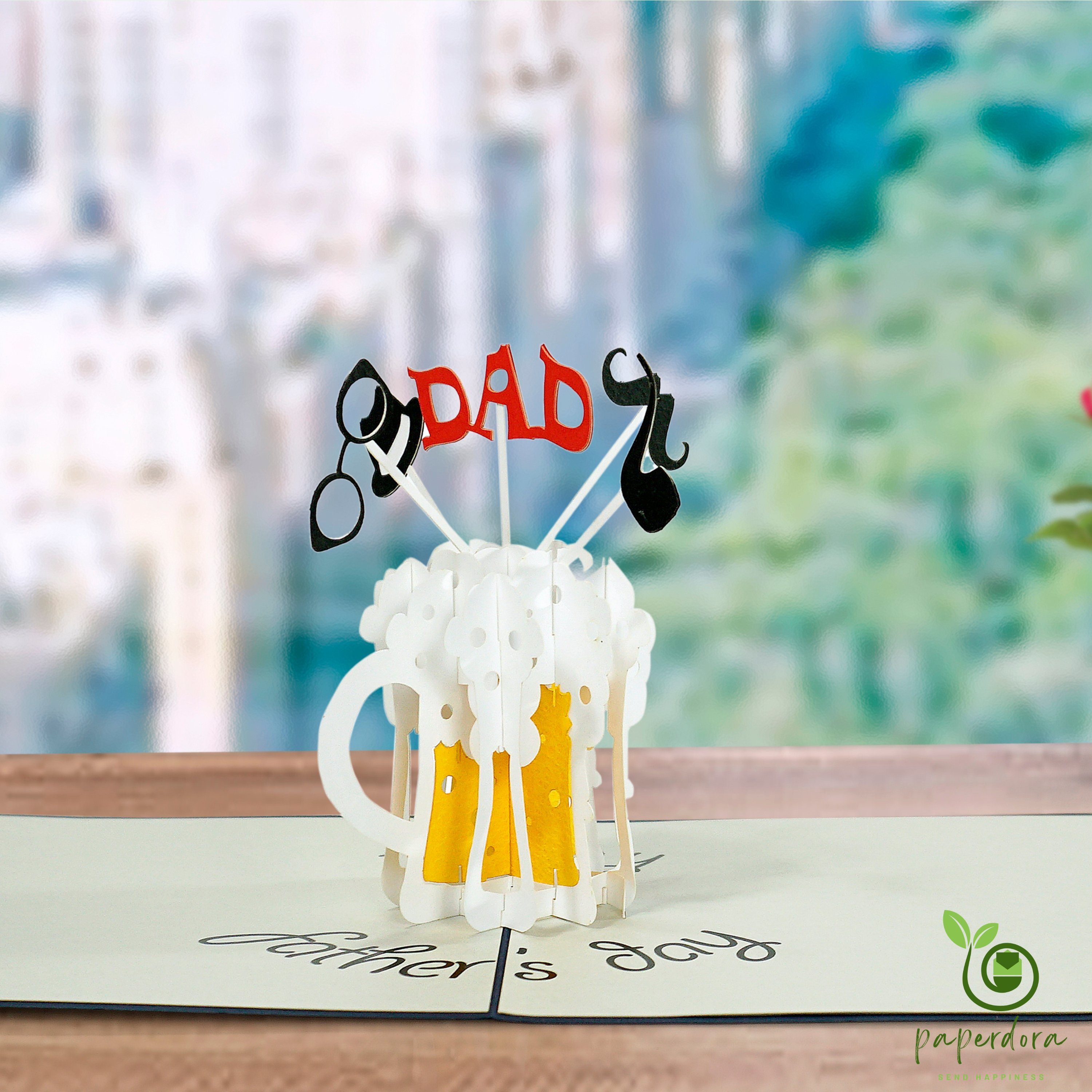 3D paperdora Umschlag und Vatertag mit Pop-Up-Karte Vatertagskarte Wachssiegel „Vater“ Geschenk Grußkarte, -
