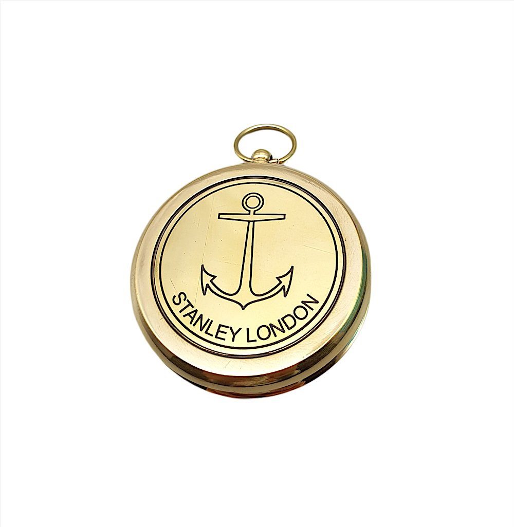 Kompass, Linoows Nadelkompass, Magnetkompass Dekoobjekt Symbol Marine mit Anker Messing, Taschenuhren