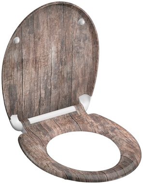 welltime WC-Sitz Used Wood, abnehmbar, Absenkautomatik, bruchsicher, kratzfest, Schnellverschluss
