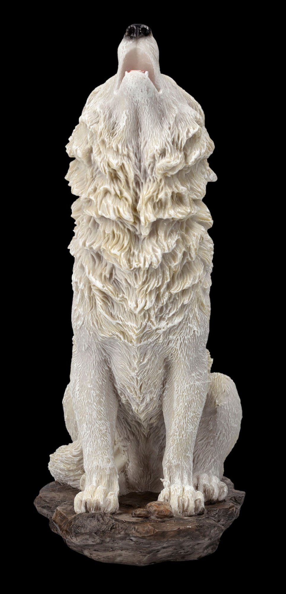 Figuren Shop GmbH Tierfigur Wolf Figur weiß - Ruf des Rudelführers - Tierfigur Dekoration Deko
