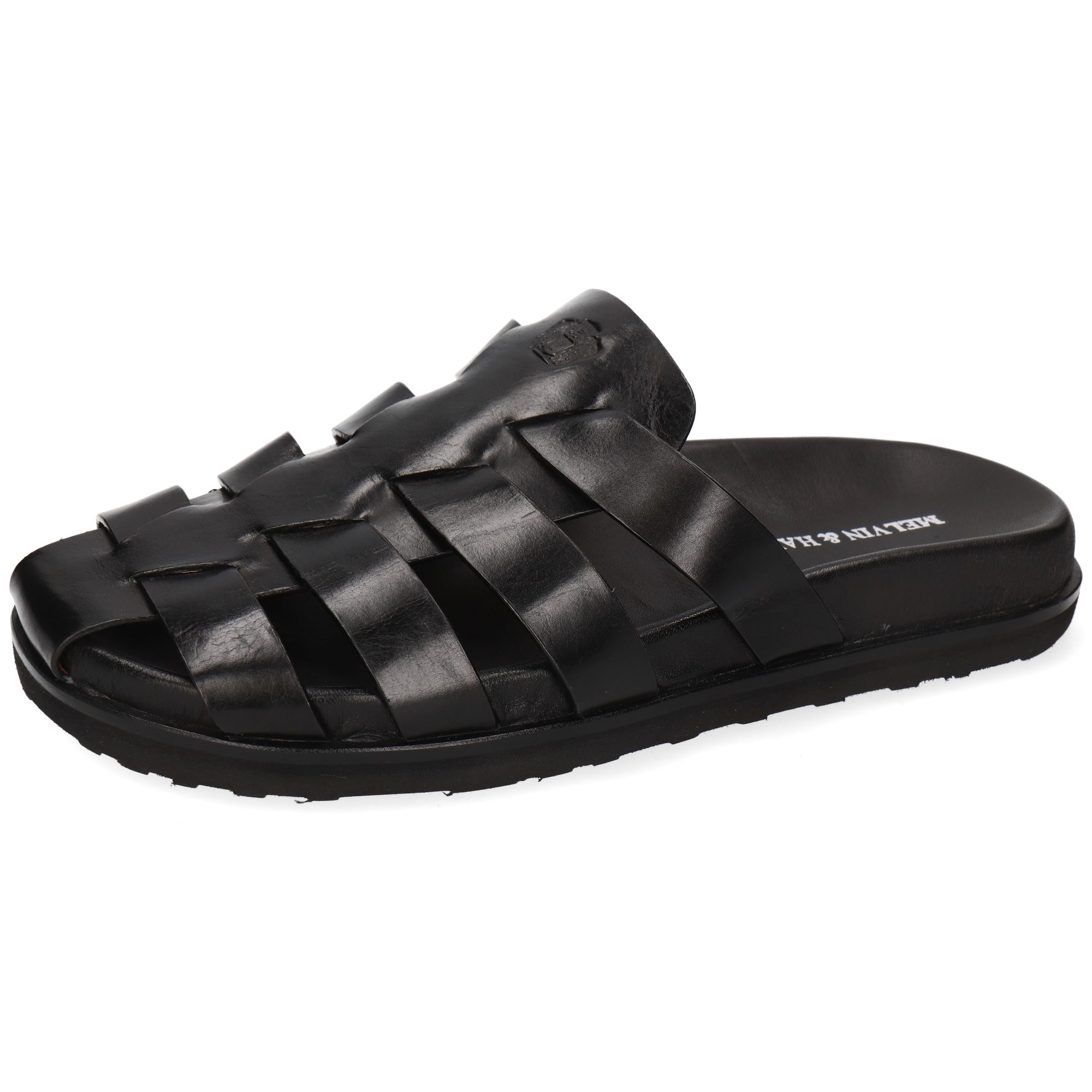 Melvin & Hamilton Robert 42 Leder-Pantoletten für Herren Pantolette Flache Absätze, Echtes Leder, Vegetabile Gerbung