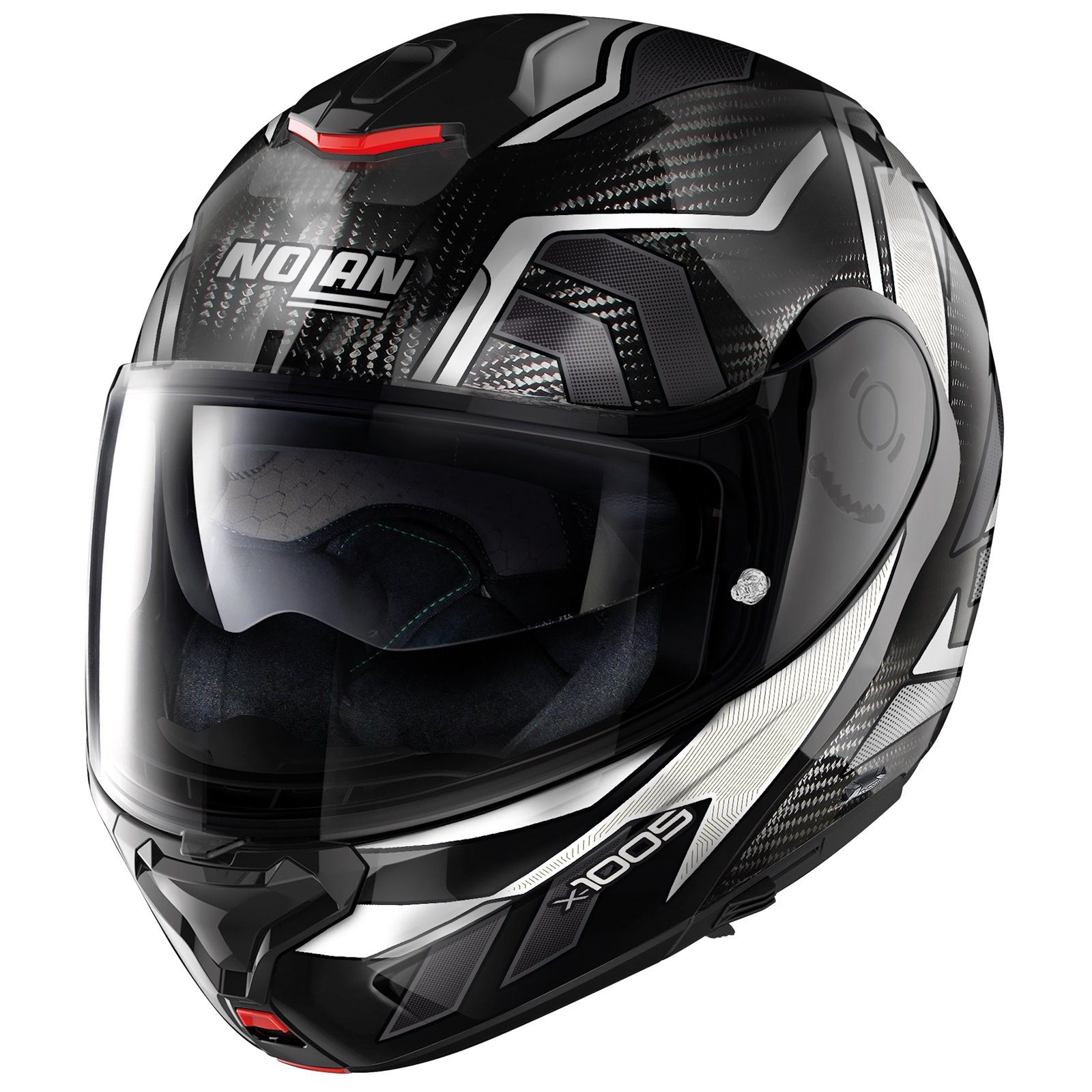 Motorradhelm Nolan X-1005 Ultra Carbon Sandglass N-Com schwarz / weiß Klapphelm