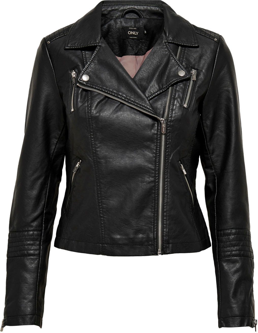 Lederimitatjacke ONLGEMMA – Bikerjacke mit asymmetrischem Reißverschluss