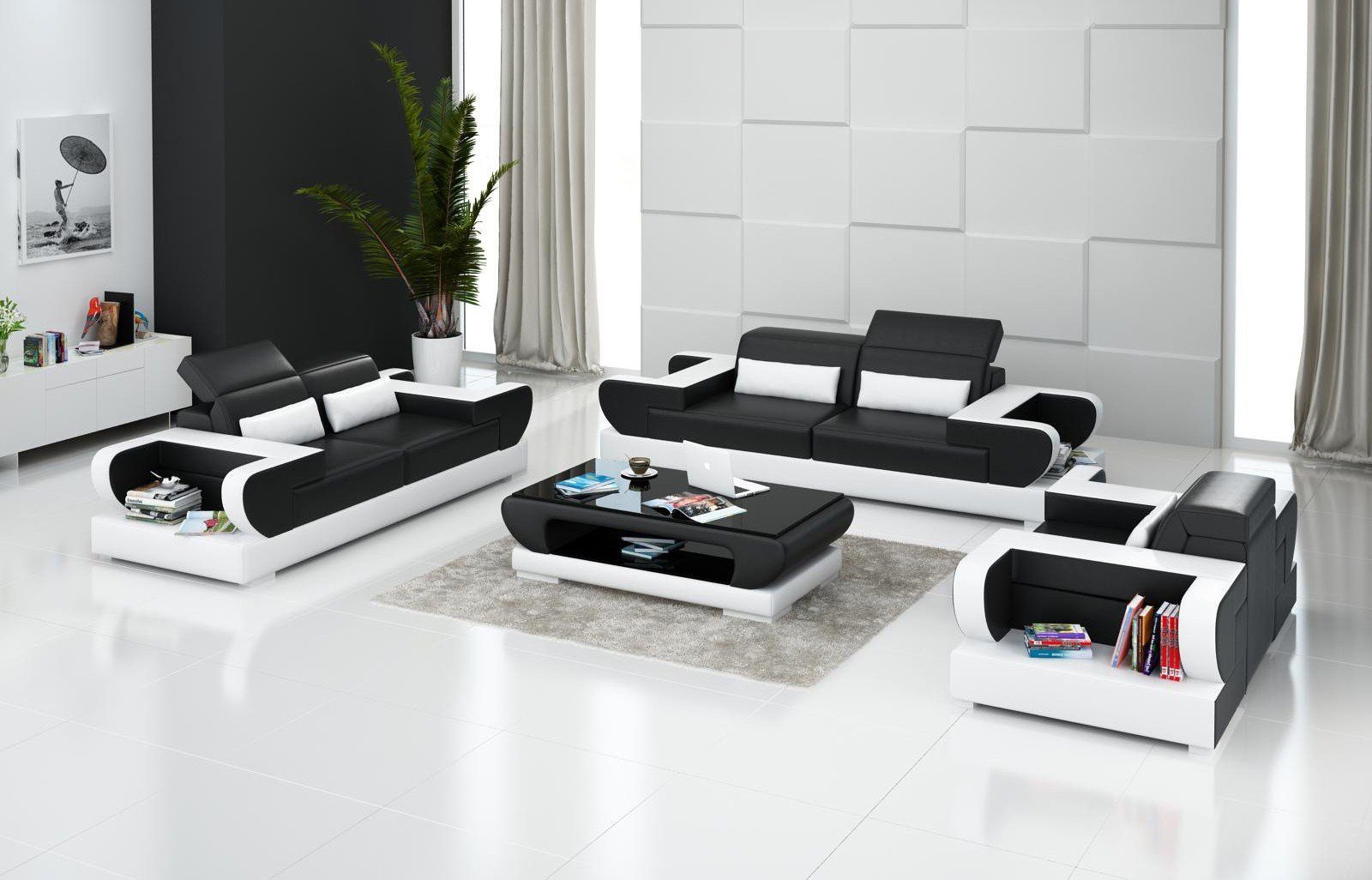 JVmoebel Sofa Luxus Rote Sofagarnitur 3+2 modernes Design Stilvoll Neu, Made in Europe Schwarz