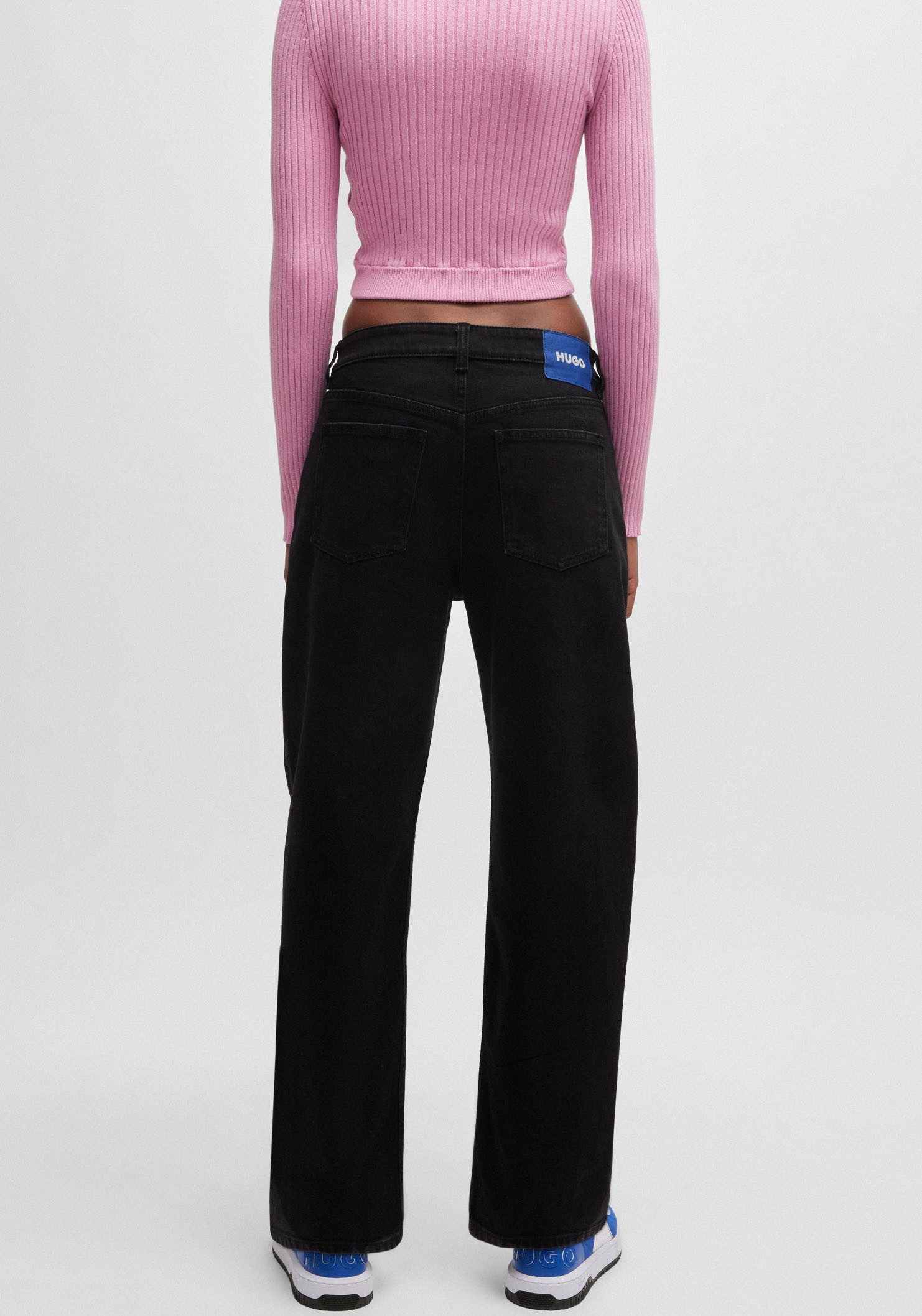 HUGO Blue Straight-Jeans Elyah Straight Fit Jeans mit hoher Leibhöhe, Tall Länge 36