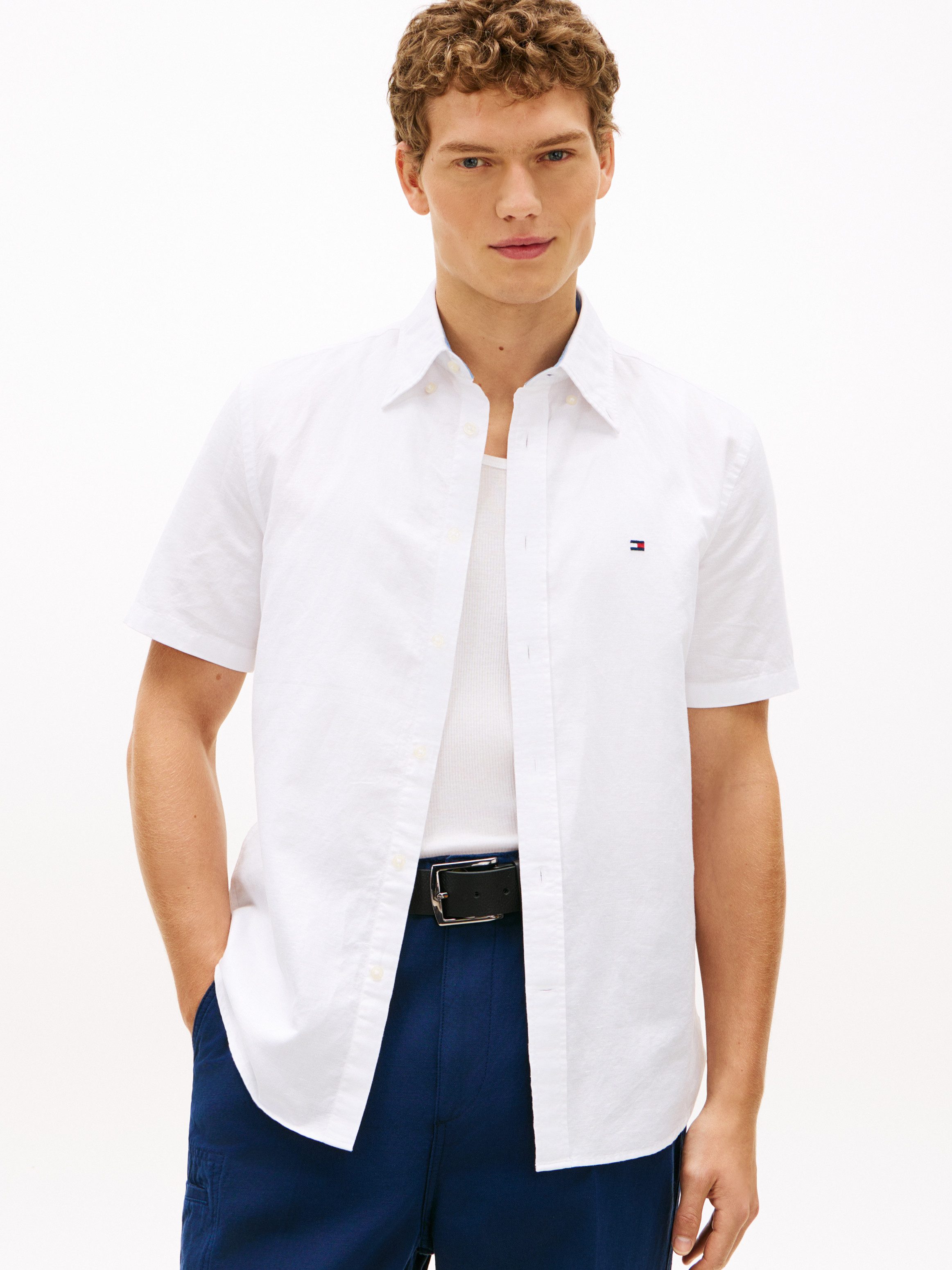 Tommy Hilfiger Kurzarmhemd LINEN BLEND SOLID