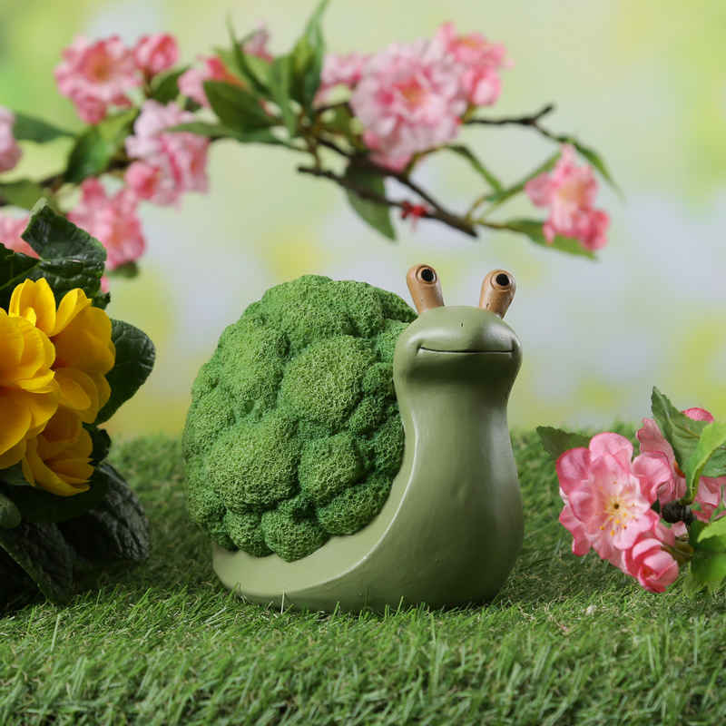 MARELIDA Gartenfigur Dekofigur Schnecke Brokkoli Gartendeko für Beet Garten H: 11cm grün