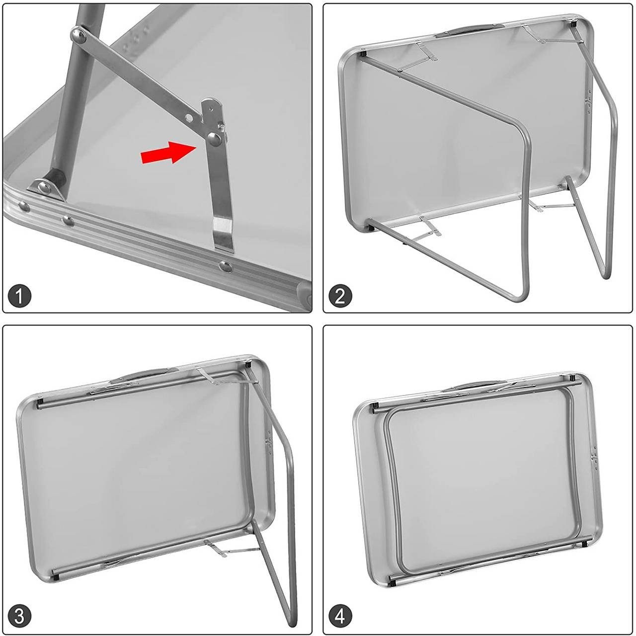 Campingtisch Schwarz Woltu Griff, zusammenklappbar Alu und aus MDF (1-St), mit