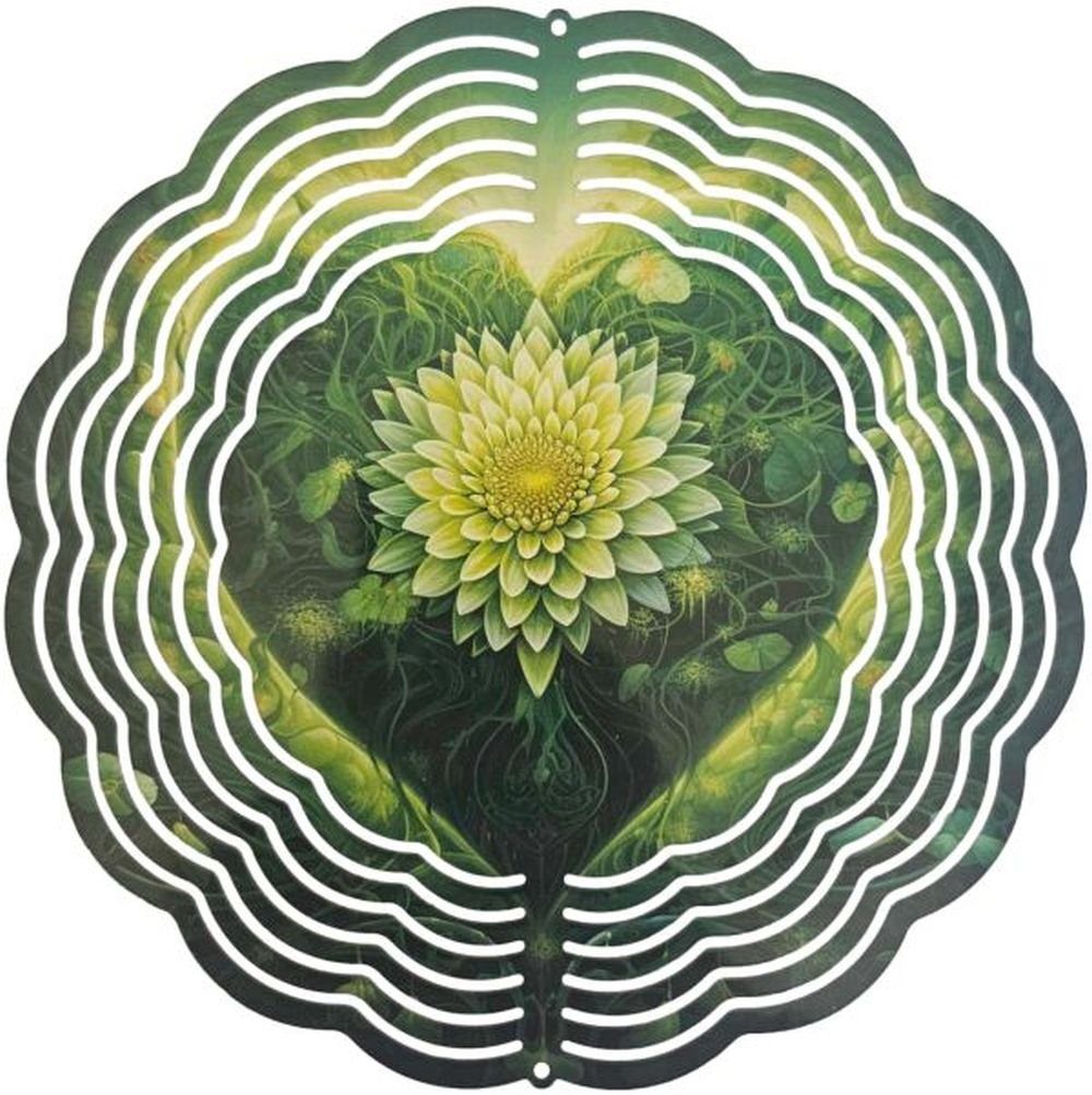 Ladreas Windspiel Edelstahl 3D Windspiel Windspinner 20cm Herz Natur 1 WI331