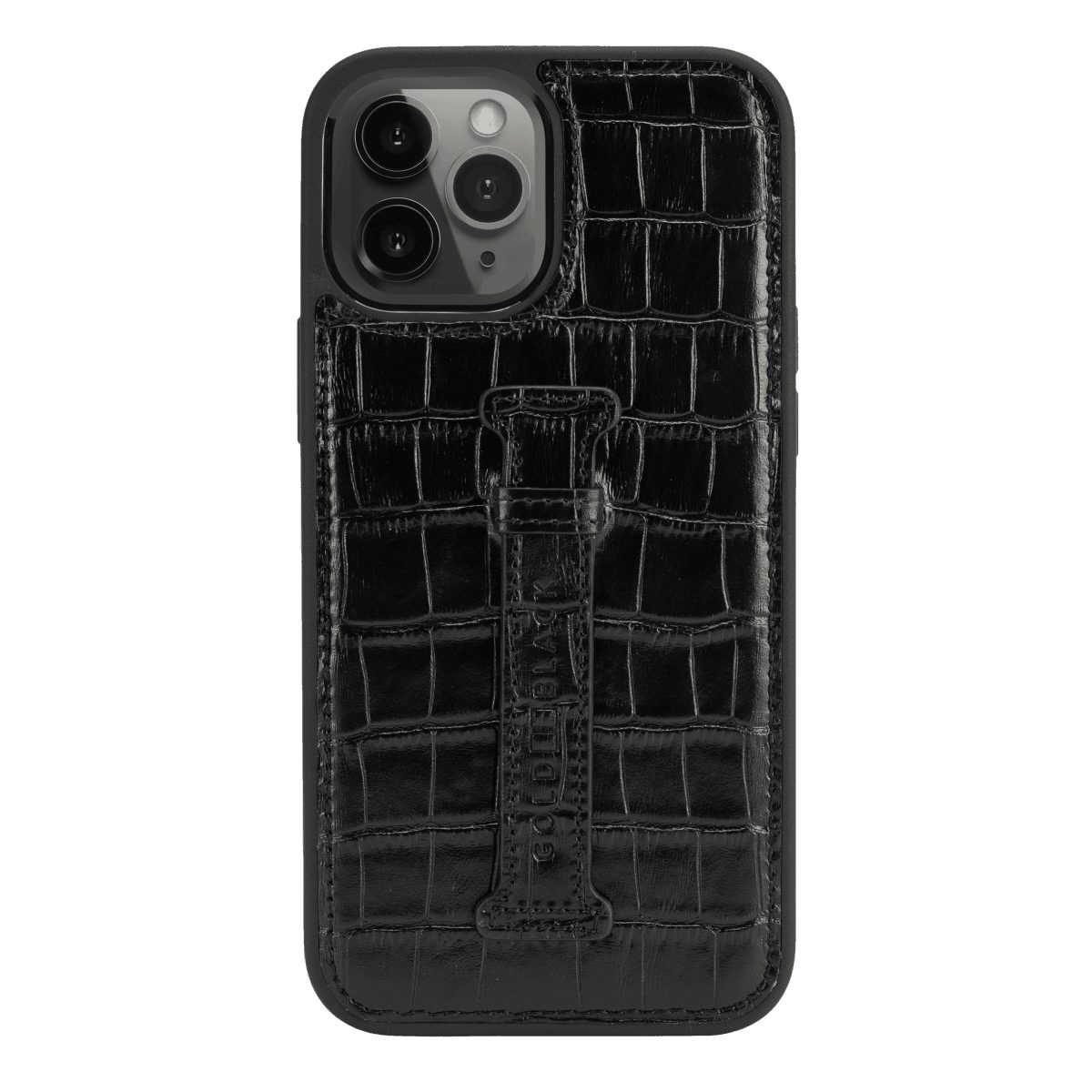 GOLDBLACK Handyhülle GOLDBLACK iPhone 12 Pro Max Lederhülle mit Fingerschlaufe