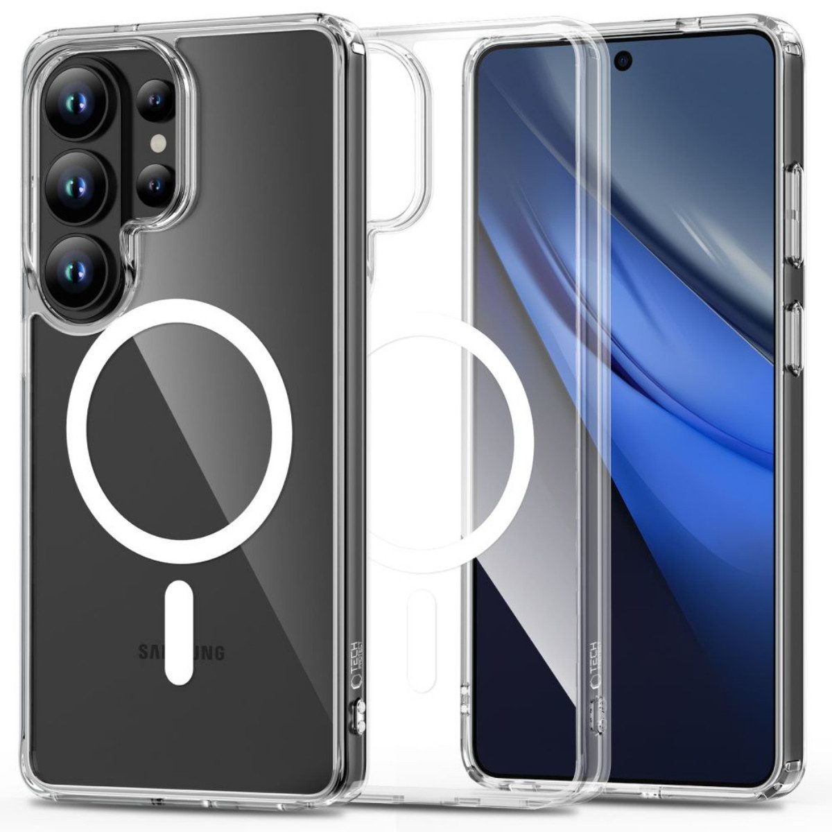 TECH PROTECT Handyhülle FlexAir Hybrid für Samsung Galaxy S26 Ultra Hülle Transparent Magnetic 6,9 Zoll, Glitzer-Effekt verleiht der Hülle einen eleganten Akzent
