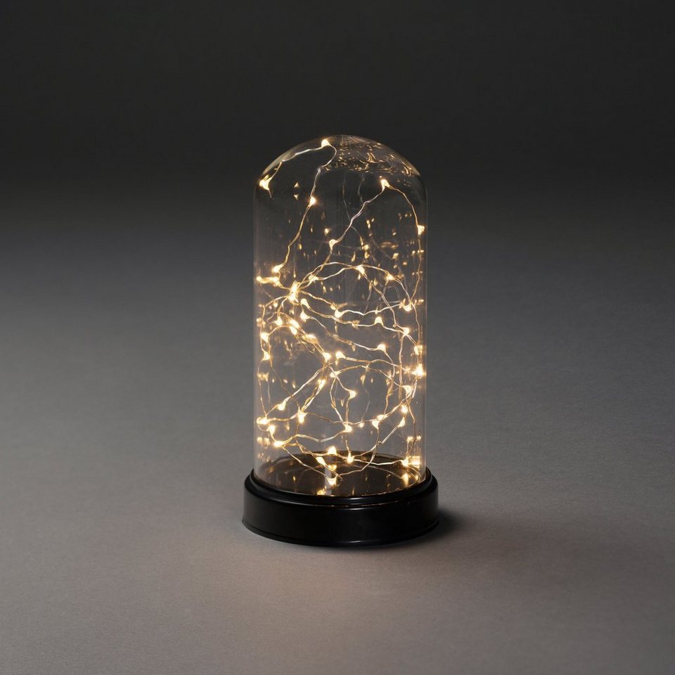 KONSTSMIDE LED Dekolicht Weihnachtsdeko, LED fest integriert, LED  Dekoglaskuppel mit silberfb. Draht, 50 bernsteinfarbene Dioden