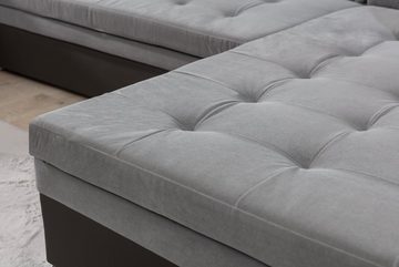 MOEBLO Wohnlandschaft DARIO U, ohne Bettkasten Couch U-Form Polstergarnitur Wohnlandschaft Polstersofa mit Ottomane Couchgranitur, mit Schlaffunktion