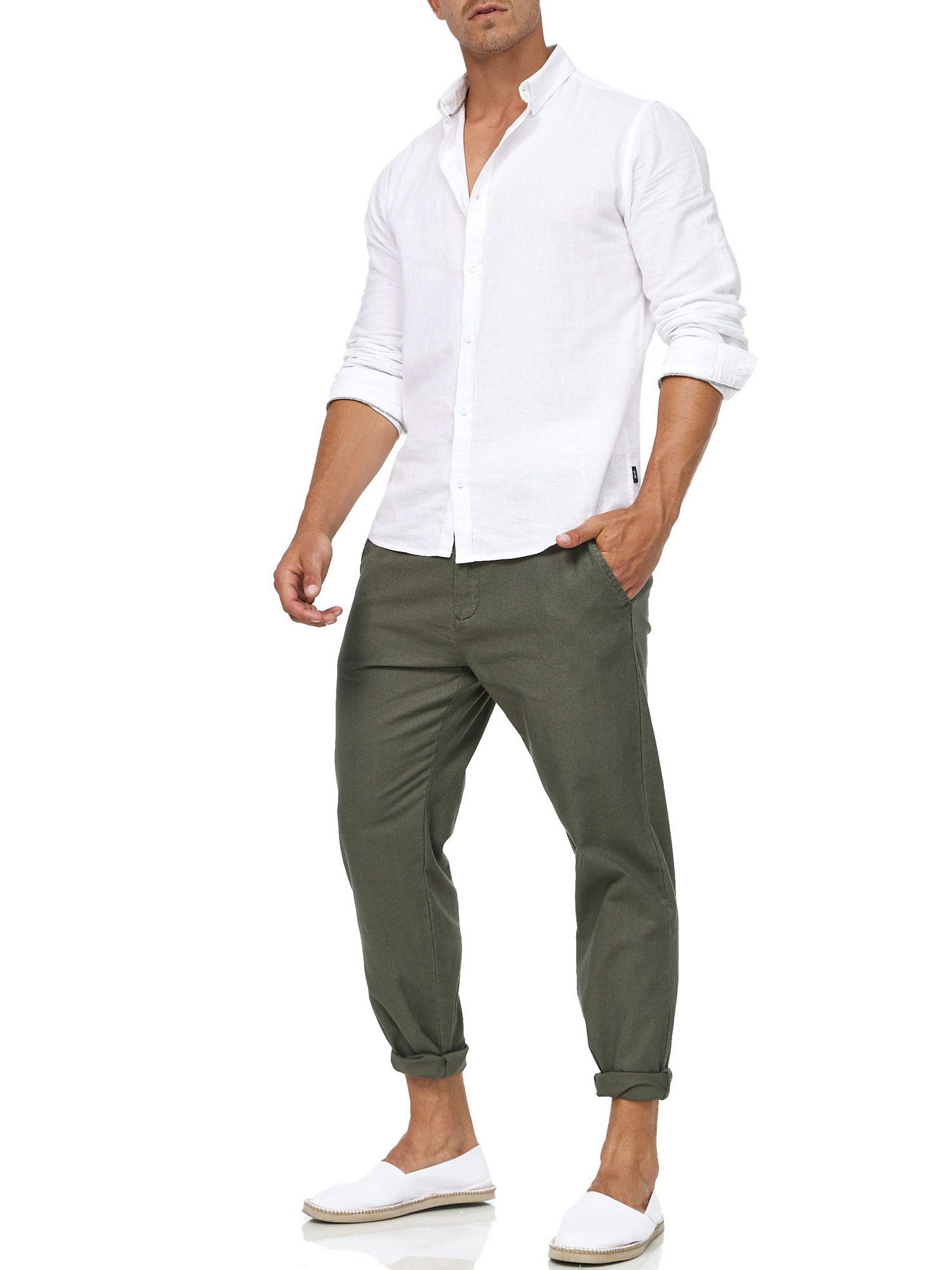 Indicode Leinenhose Herren Veneto Sommerhose Leinen Herrenhose leichte Sommerhose mit Kordelzug