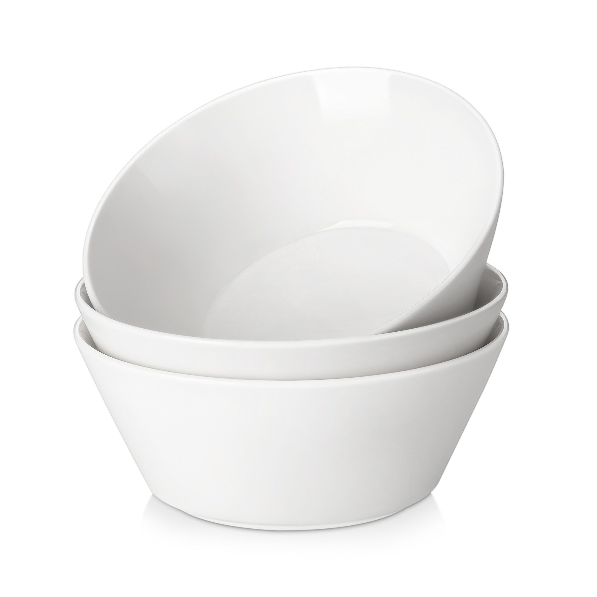 MALACASA Schüssel 3tlg Schüssel Set, Porzellan Salatschüssel für 3, Porzellan, (3-tlg), Weiß, 930ML