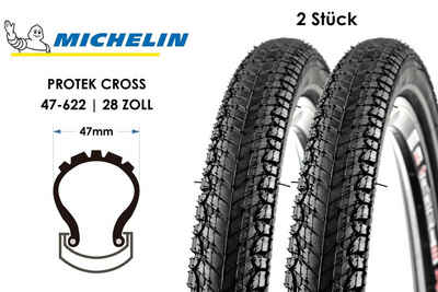 Michelin Fahrradreifen 2 Stück 28 Zoll MICHELIN Protek Cross Fahrrad Reifen 47-622 Pannenschu