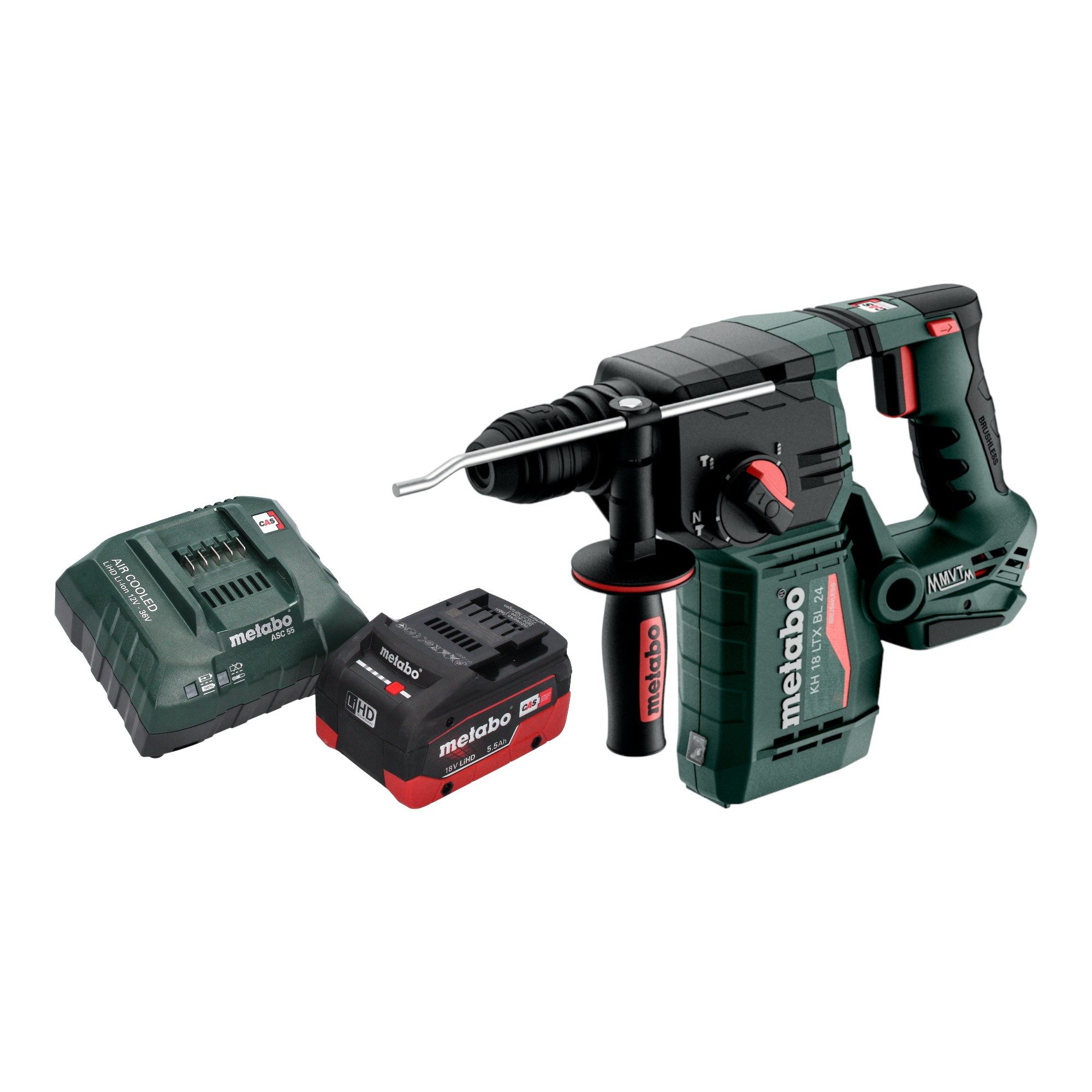 metabo Schlagbohrmaschine KH 18 LTX BL 24 18 V 2,2 J SDS Plus + 1x LiHD Akku 5,5 Ah + Lader