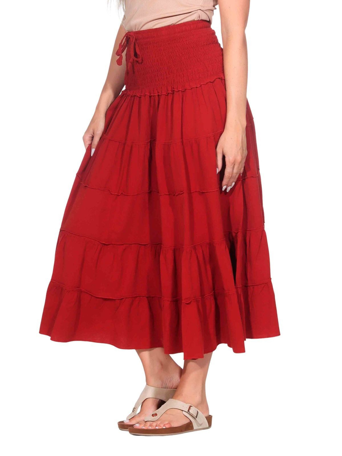 KUNST UND MAGIE Stufenrock Sommerrock Damen Rock Baumwolle – Boho Maxirock günstig online kaufen