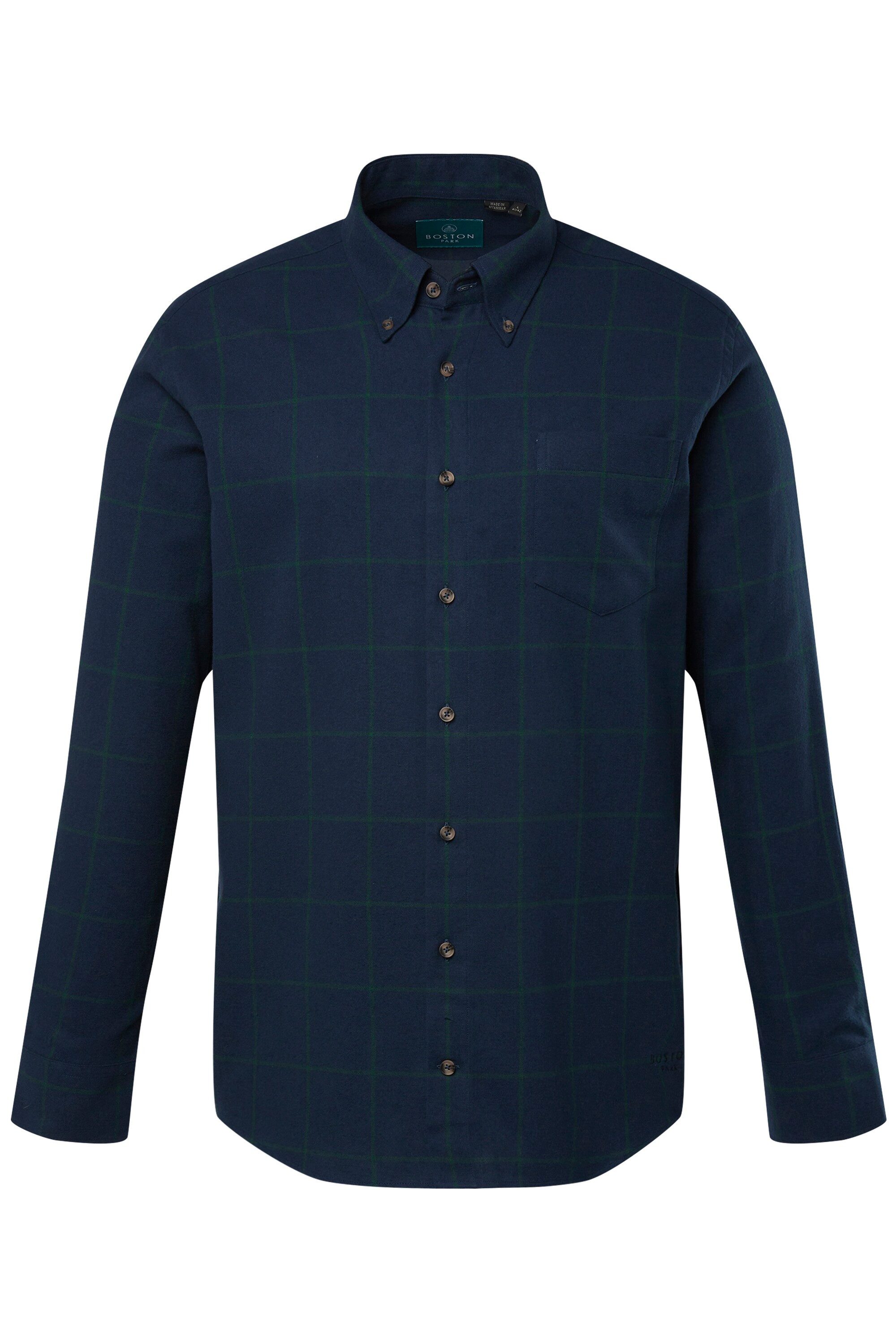 Boston Park Businesshemd Karo-Flanellhemd Langarm Buttondown-Kragen