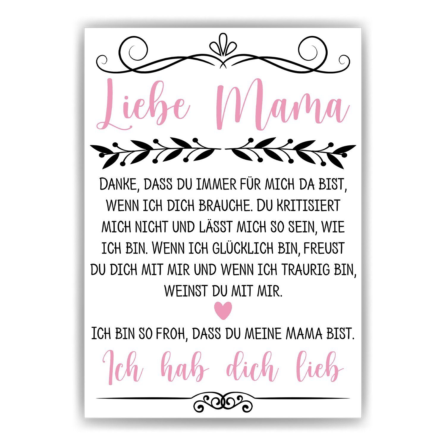 A4 Mama Tigerlino Spruch, Danke Geschenk Mama Poster Geburtstag Muttertag DIN
