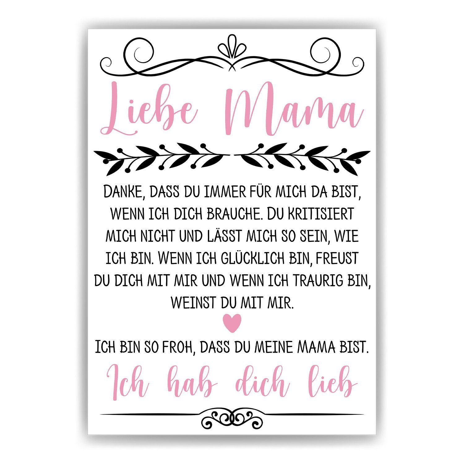 Tigerlino Poster Mama Geschenk Muttertag Geburtstag Danke Mama Spruch