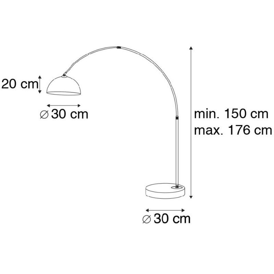 Qazqa Bogenlampe Arc-basic, ohne Leuchtmittel, Warmweiß